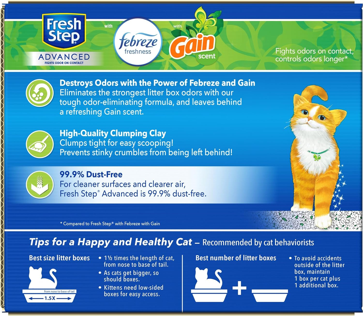 Advanced Clumping Litter with Febreze Freshness with Febreze Gain Scent, Fights Odor on Contact, 37 Lbs. (2 X 18.5 Lb. Box)