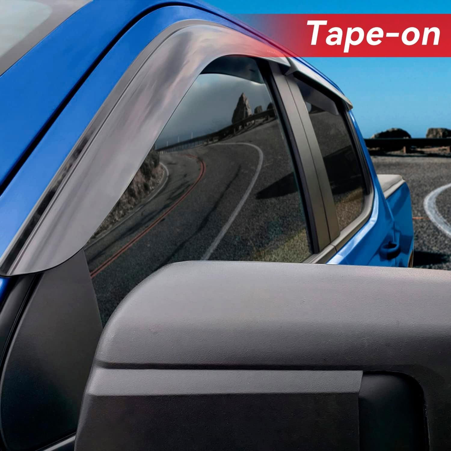 Tape-On Window Visors Rain Guards for 2019-2024 Chevy Silverado/Gmc Sierra 1500 Crew Cab, Window Wind Deflectors Vent Shades for 20-24 Silverado/Sierra 2500HD 3500HD Crew Cab, for Full-Size Cabs