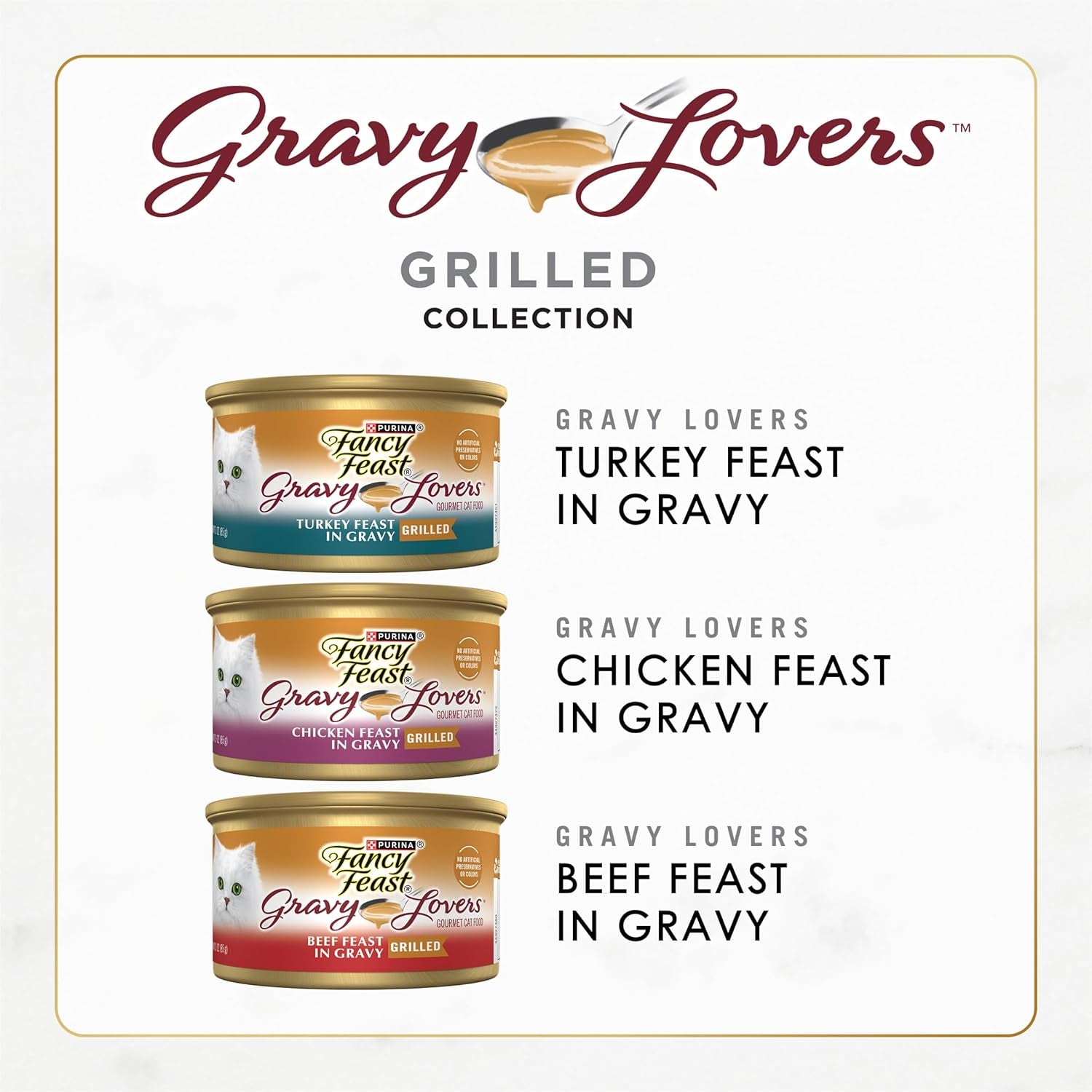 Purina  Gravy Lovers Poultry and Beef Grilled Gourmet Wet Cat Food Variety Pack - (Pack of 24) 3 Oz. Cans