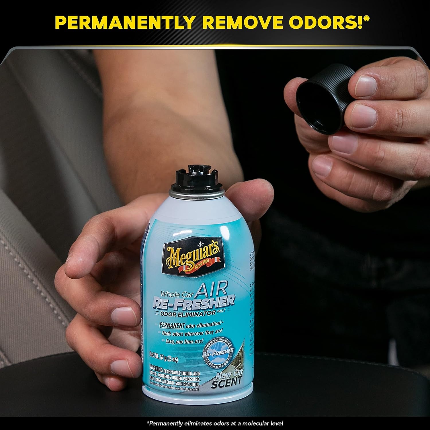 Whole Car Air Re-Fresher Odor Eliminator Mist - New Car Scent - Revitalize Your Car This Holiday Season and Permanently Remove Lingering Odors, 2 Oz Aerosol