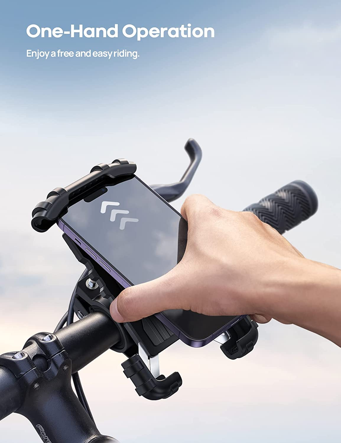 Bike Phone Holder, Motorcycle Phone Mount - Motorcycle Handlebar Cell Phone Clamp, Scooter Phone Clip for Iphone 15 Pro Max/Plus, 14 Pro Max, S9, S10 and More 4.7" to 6.8" Smartphones