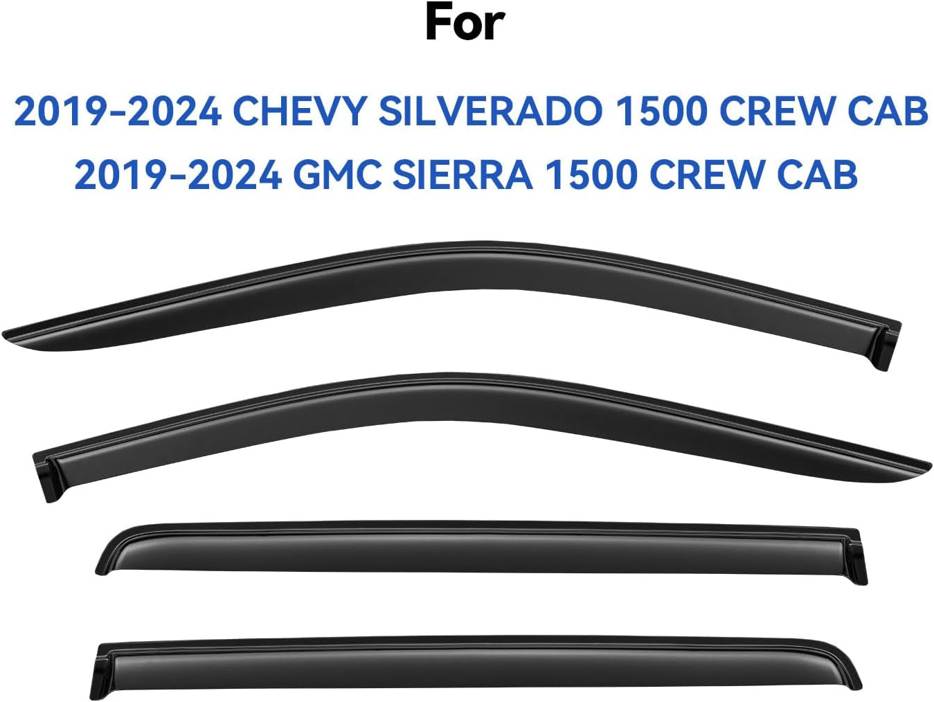 Tape-On Window Visors Rain Guards for 2019-2024 Chevy Silverado/Gmc Sierra 1500 Crew Cab, Window Wind Deflectors Vent Shades for 20-24 Silverado/Sierra 2500HD 3500HD Crew Cab, for Full-Size Cabs