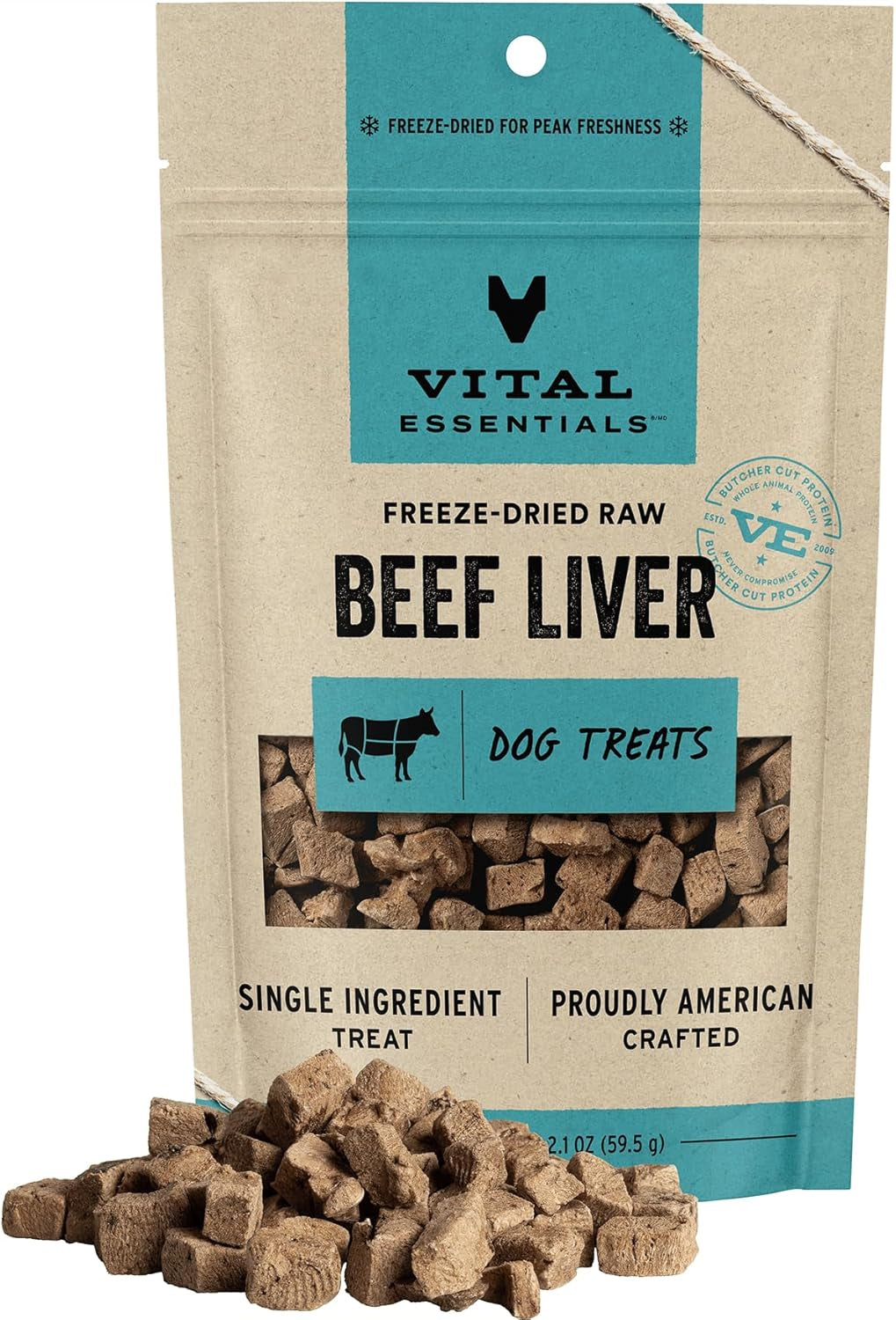 Freeze Dried Raw Single Ingredient Dog Treats, Beef Liver, 2.1 Oz