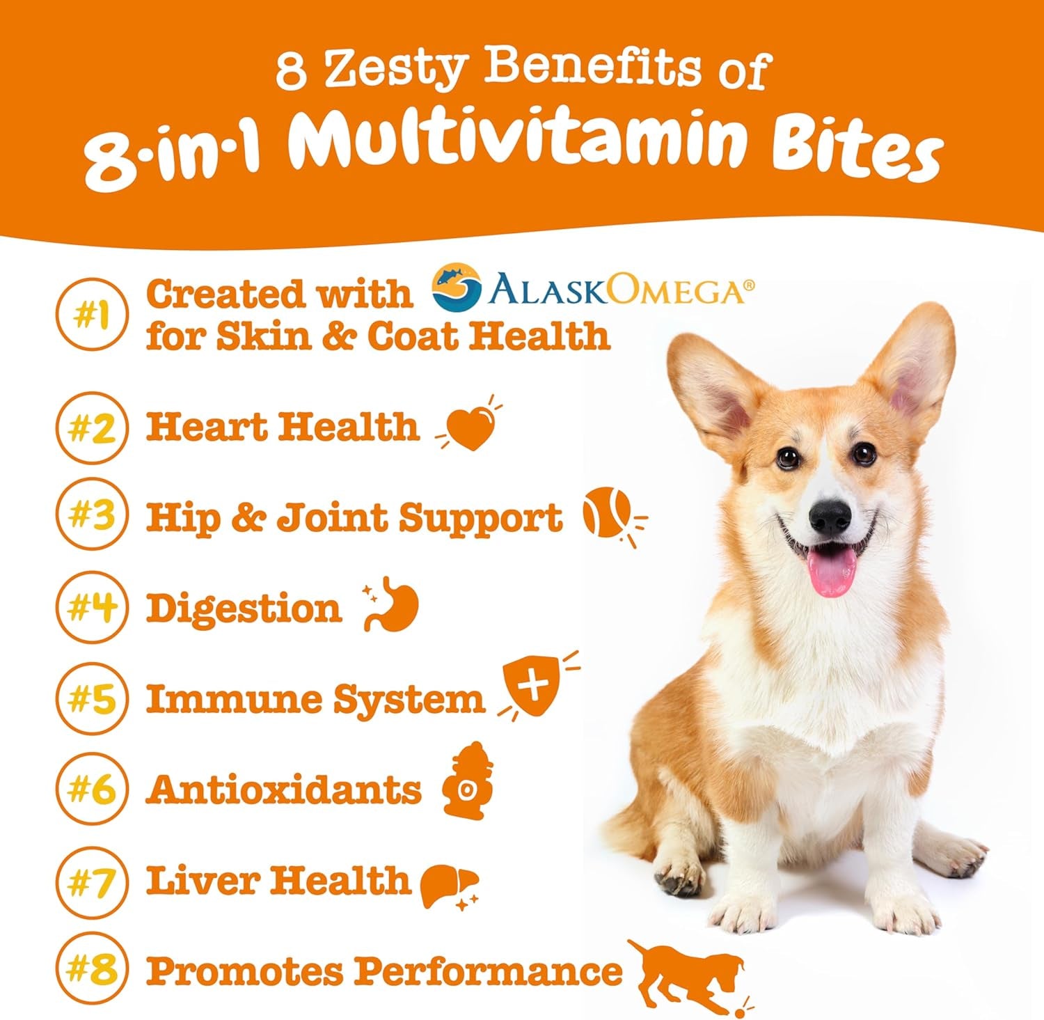 Multivitamin Treats for Dogs - Glucosamine Chondroitin for Joint Support + Digestive Enzymes & Probiotics - Grain Free Dog Vitamin for Skin & Coat + Immune Health - Chicken Flavor - 90Ct