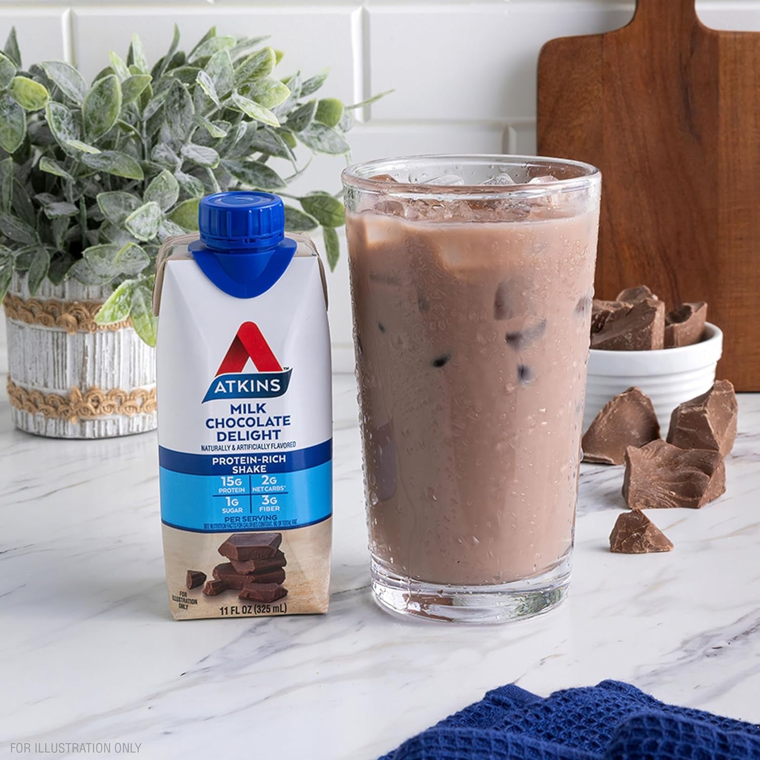 Milk Chocolate Delight Protein Shake, 15G Protein, Low Glycemic, 2G Net Carb, 1G Sugar, Keto Friendly, 12 Count