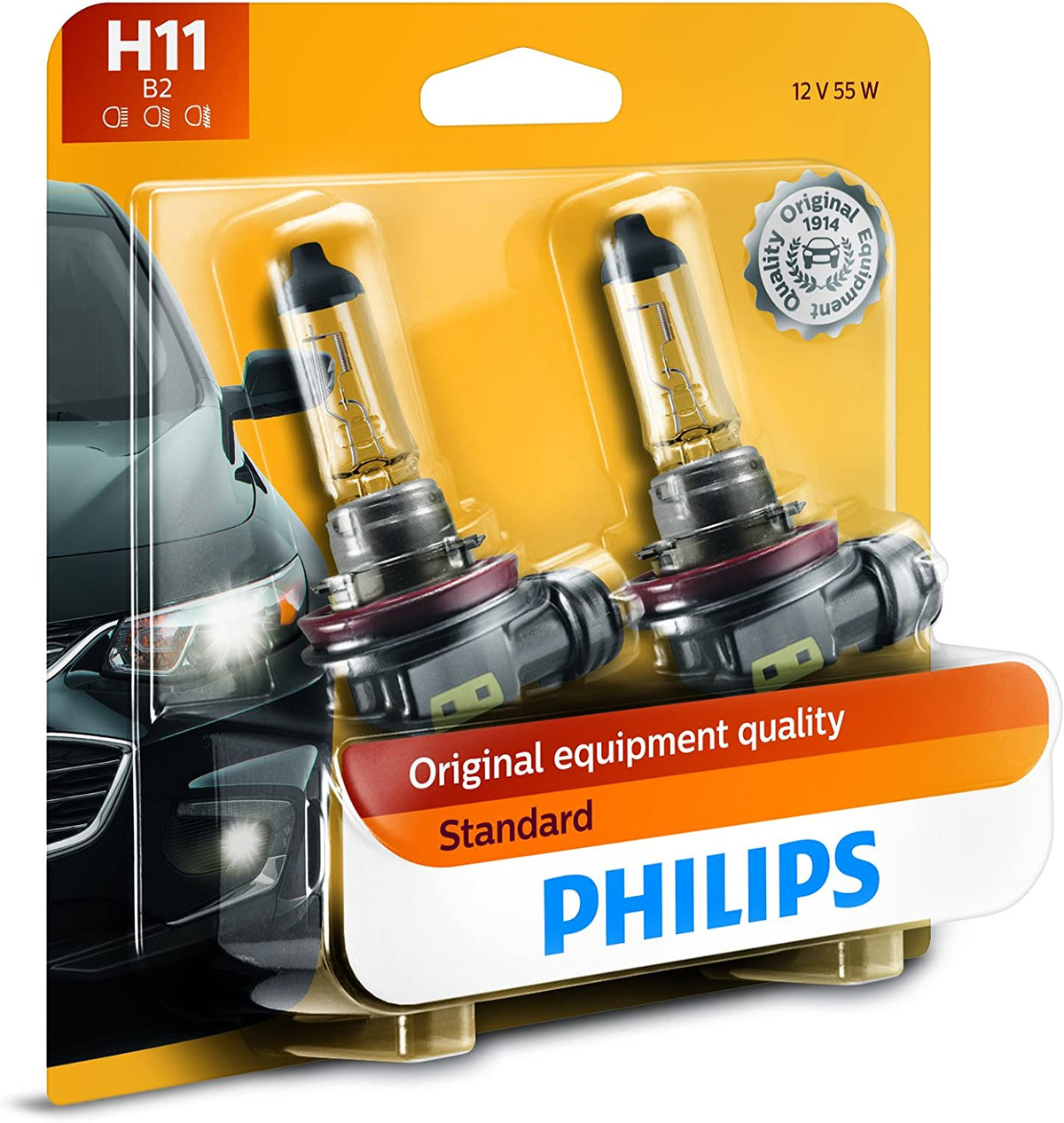 - 12362B2 H11 Standard Halogen Replacement Headlight Bulb, 2 Pack