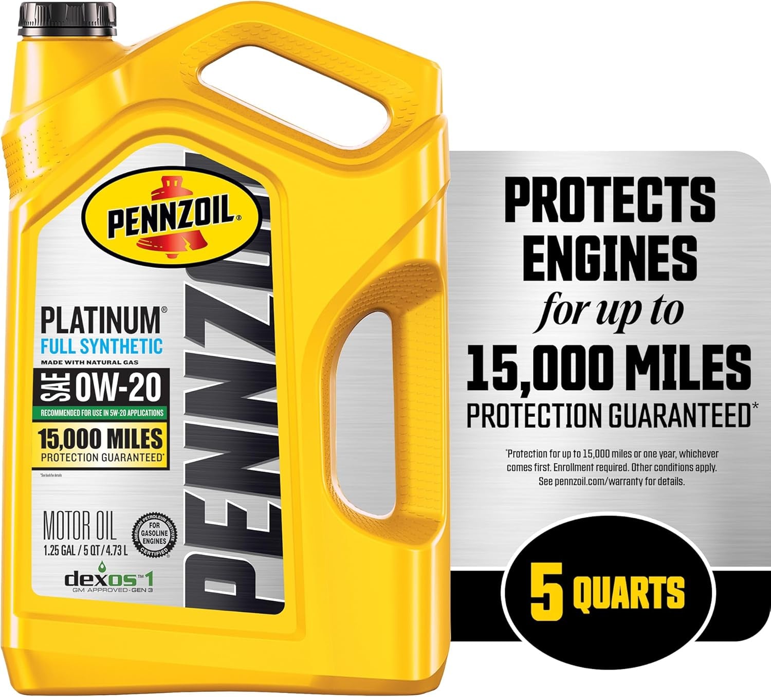 Platinum Full Synthetic 0W-20 Gasoline Engine Oil, 5 Quart