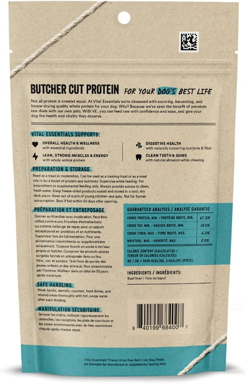 Freeze Dried Raw Single Ingredient Dog Treats, Beef Liver, 2.1 Oz