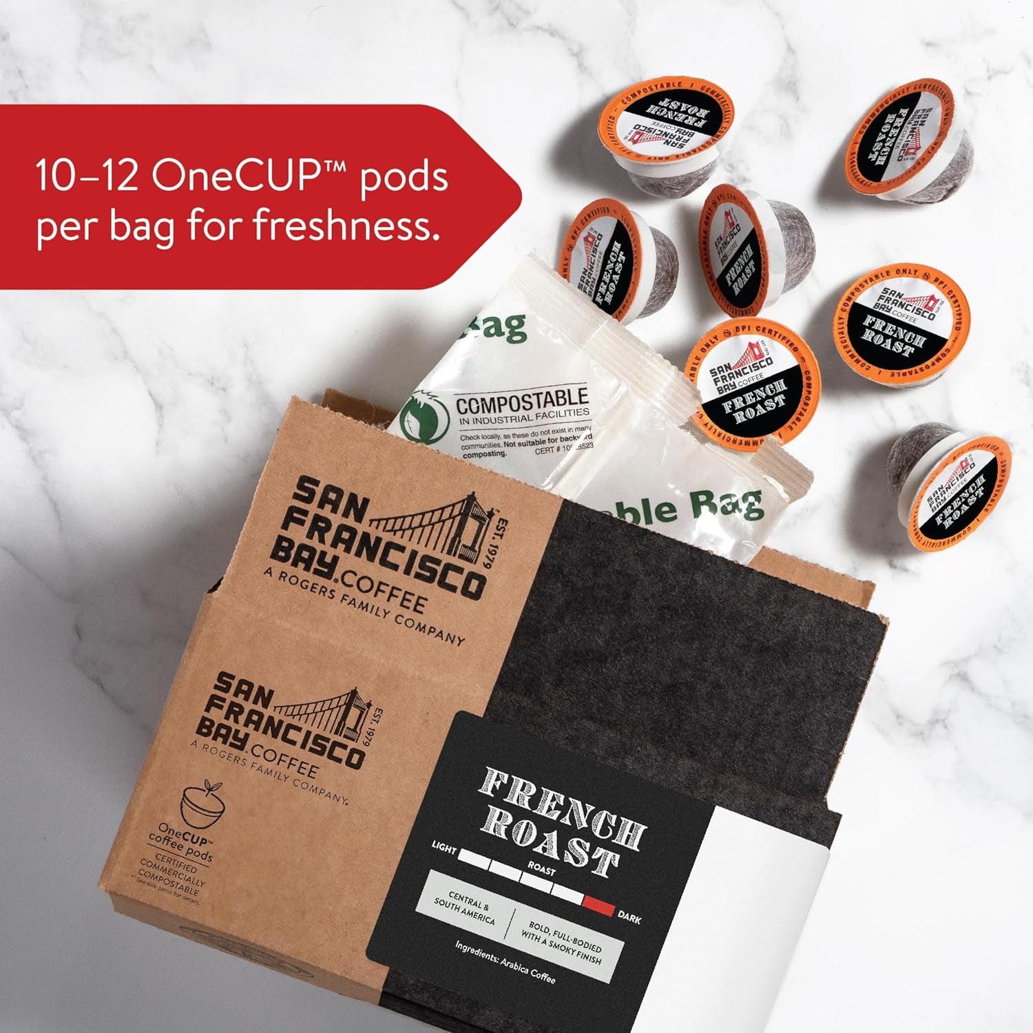 Compostable Coffee Pods - French Roast (80 Ct) K Cup Compatible Including Keurig 2.0, Dark Roast