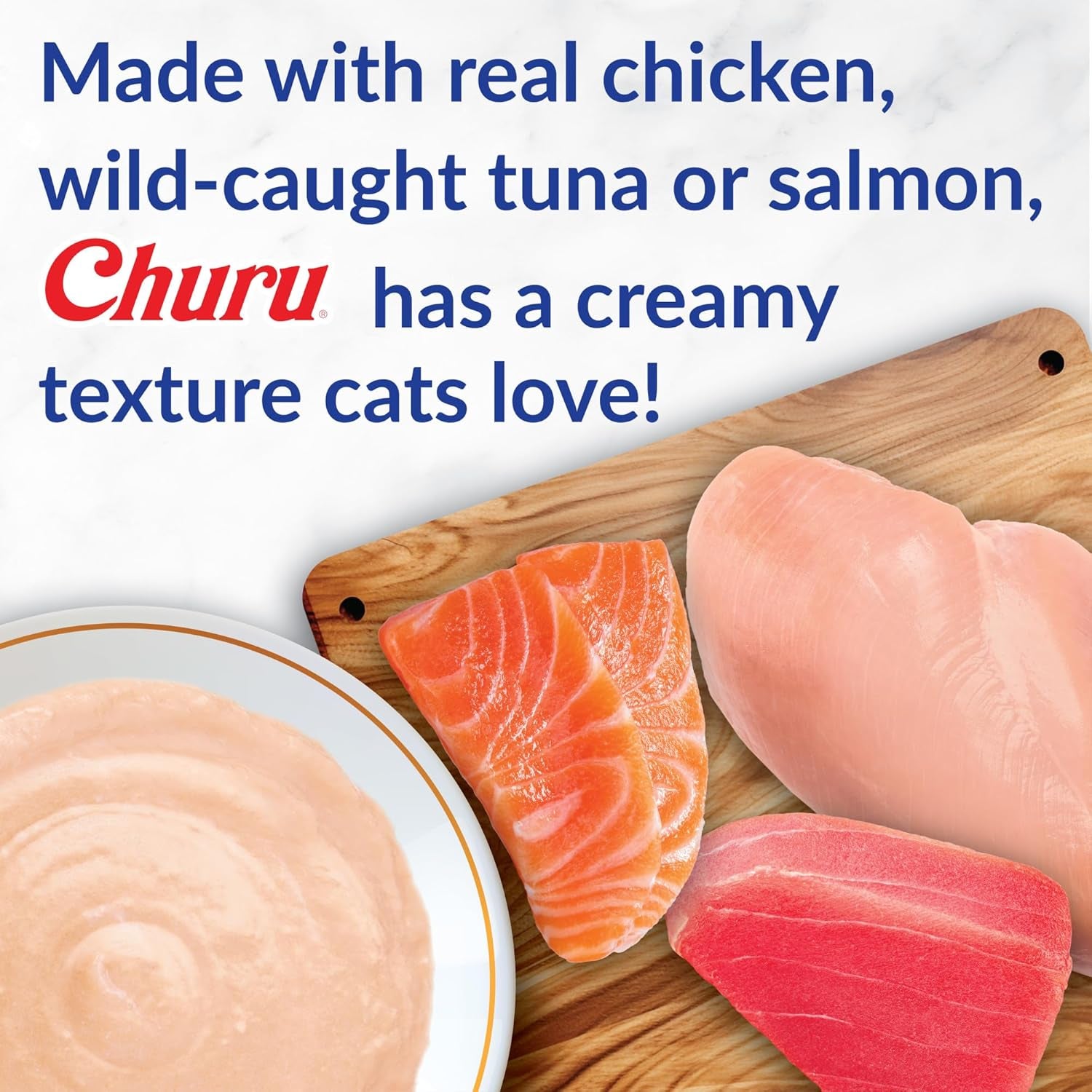 Churu Cat Treats, Grain-Free, Lickable, Squeezable Creamy Purée Cat Treat/Topper with Vitamin E & Taurine, 0.5 Ounces Each Tube, 50 Tubes, Tuna & Chicken Variety