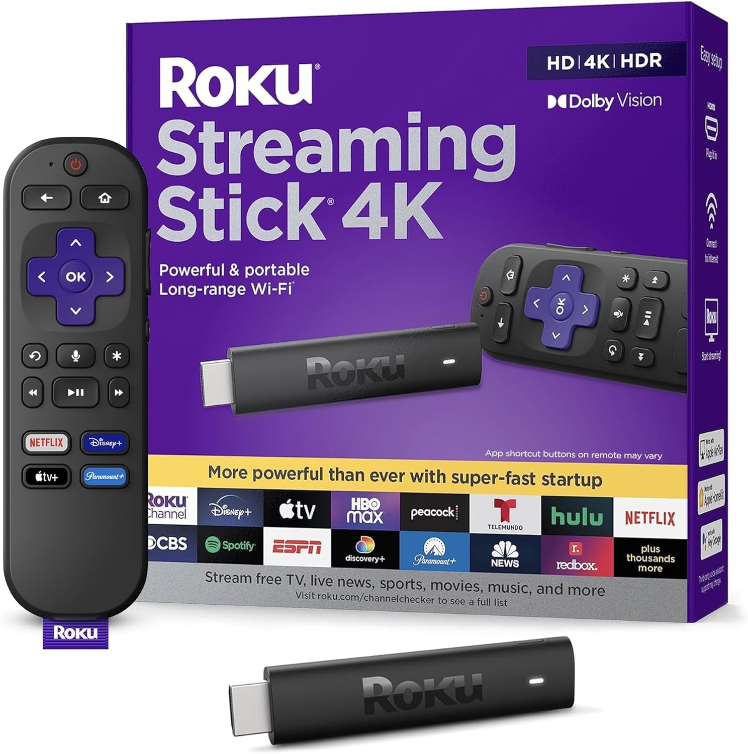 Streaming Stick 4K | Portable  Streaming Device 4K/Hdr/Dolby Vision,  Voice Remote, Free & Live TV