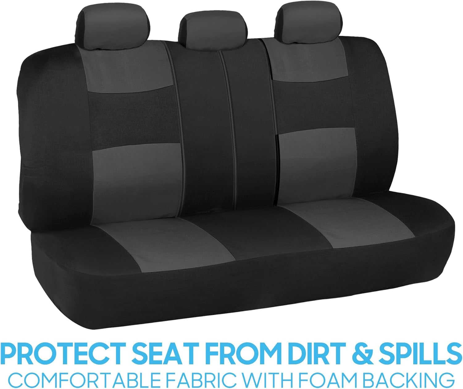 Polypro Car Seat Covers Full Set in Charcoal on Black – Front and Rear Split Bench for Cars, Easy to Install Cover Set, Accessories Auto Trucks Van SUV