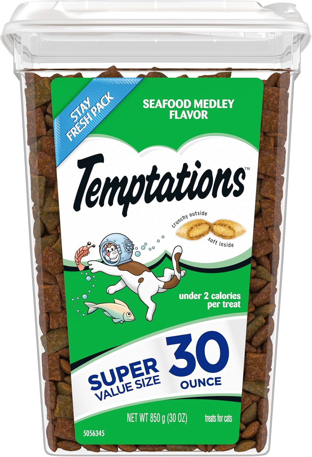 Classic Crunchy and Soft Cat Treats, SEAFOOD MEDLEY, Multiple Sizes