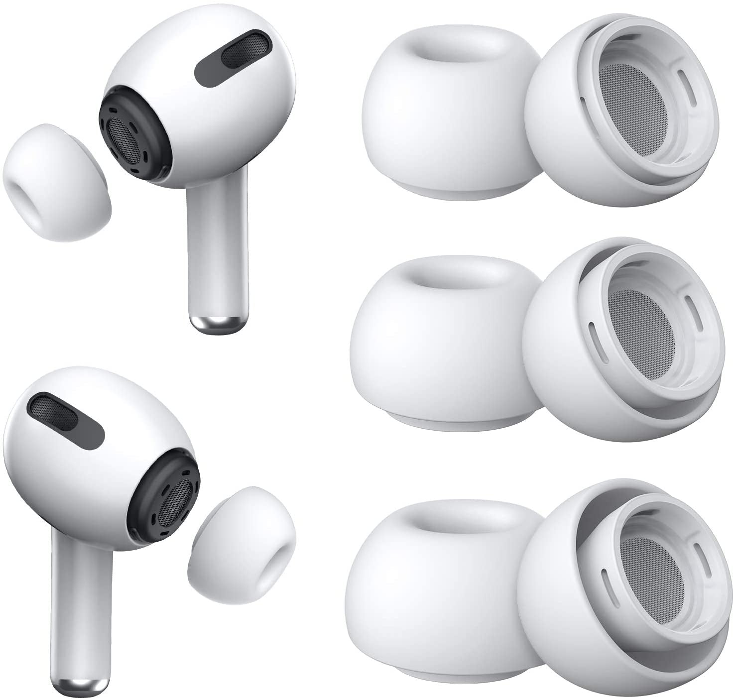 [3 Pairs] Replacement Ear Tips for Airpods Pro and Airpods Pro 2Nd Generation with Noise Reduction Hole, Silicone Ear Tips for Airpods Pro with Portable Storage Box and Fit in the Charging Case(S/M/L)