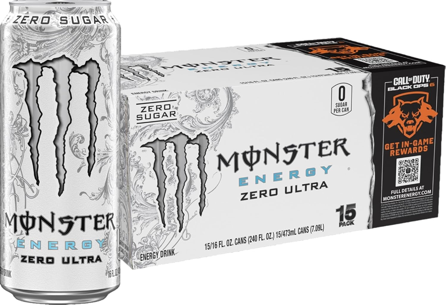 Zero Ultra, Sugar Free Energy Drink, 16 Fl Oz (Pack of 15)