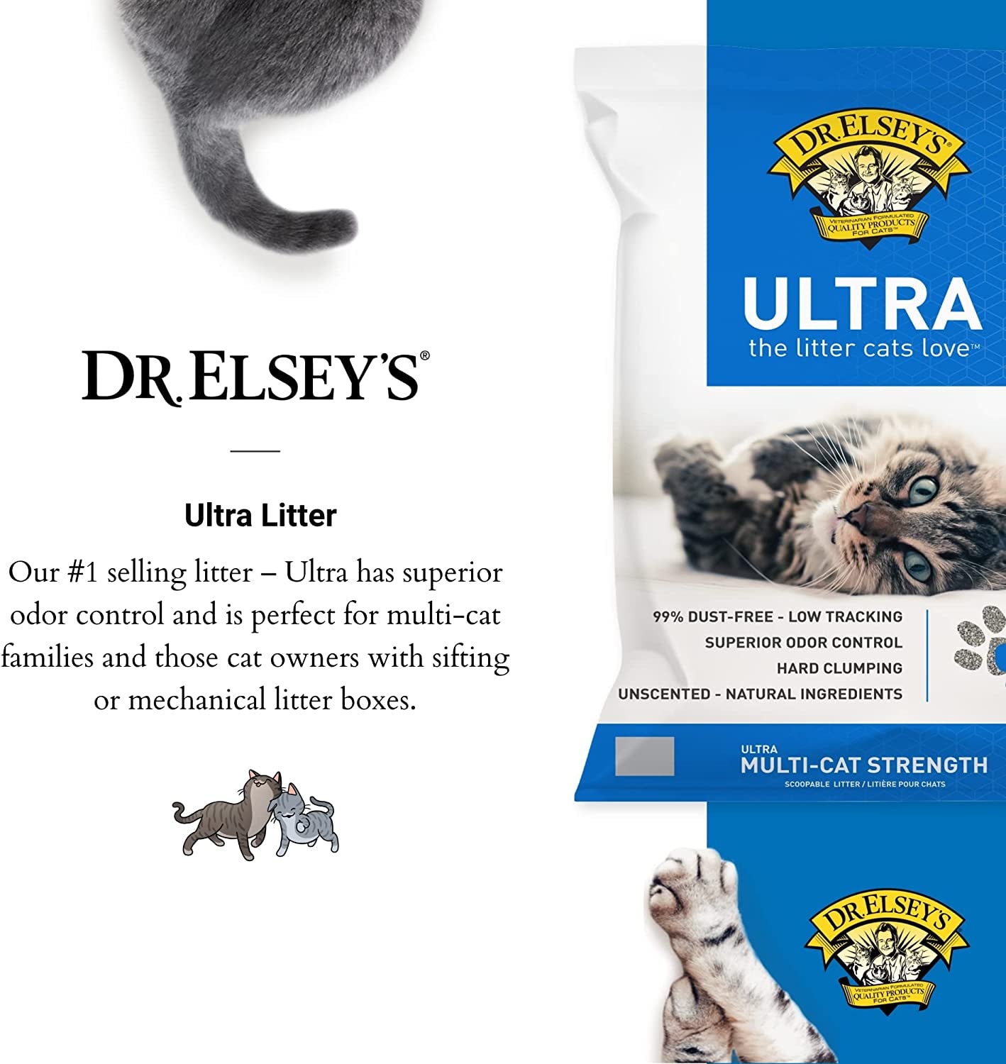 Cat Litter - Premium Unscented Cat Litter W/ Natural Ingredients - Low Dust Superior Odor Control Cat Litter - Hard Clumping Moisture Absorbing Clay Multi Cat Litter (For All Cats - 40Lbs)