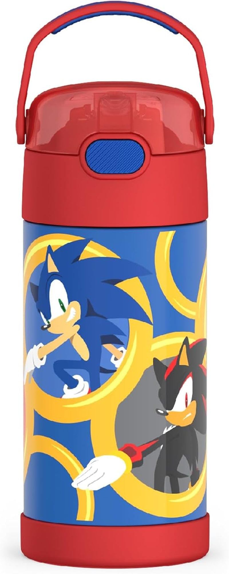 FUNTAINER Water Bottle with Straw - 12 Ounce, Sonic the Hedgehog - Kids Stainless Steel Vacuum Insulated Water Bottle with Lid