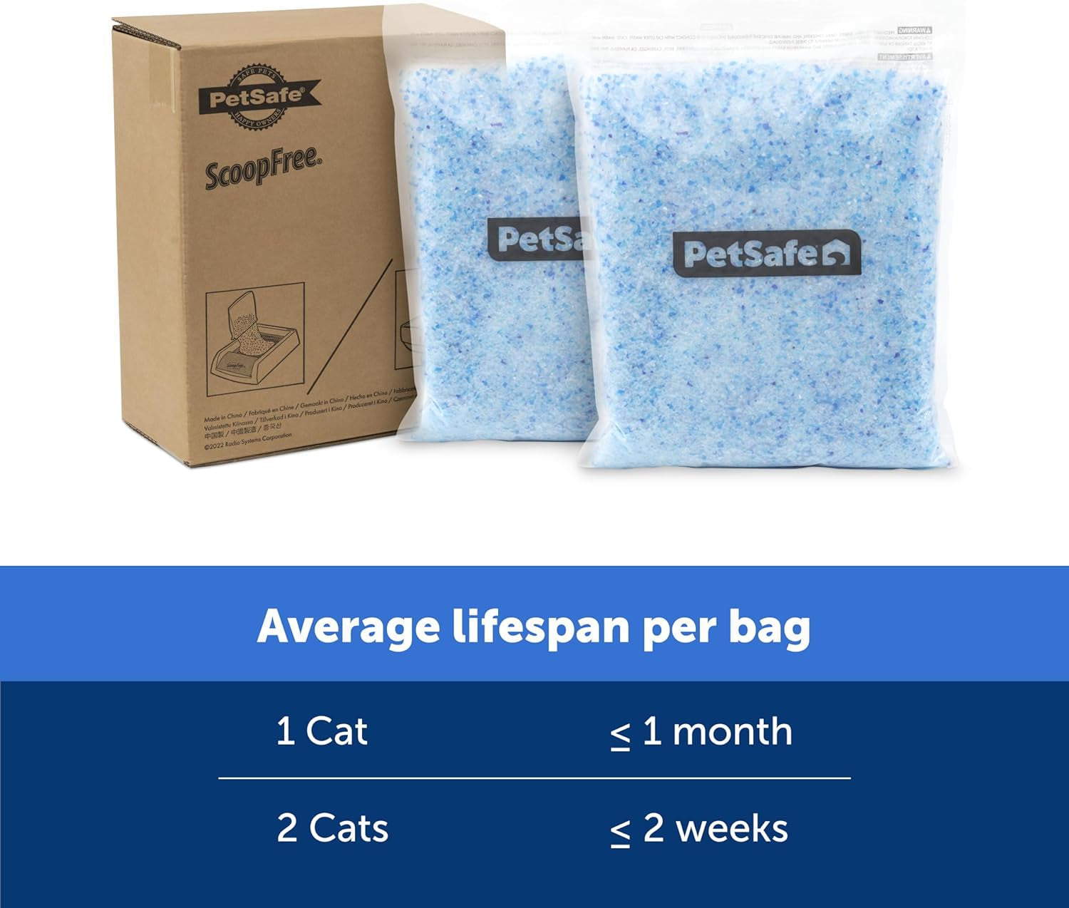 Scoopfree Premium Crystal Cat Litter (Two 4.3 Lb Bags of Litter - 8.6 Lb Total) Kitten Litter Quickly Absorbs Urine, Dries Solid Waste, Eliminates Odors 5 Times Faster, Fresh Scent