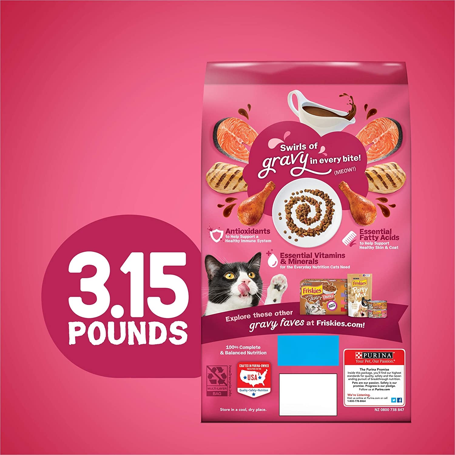 Purina  Dry Cat Food, Gravy Swirlers - 3.15 Lb. Bag