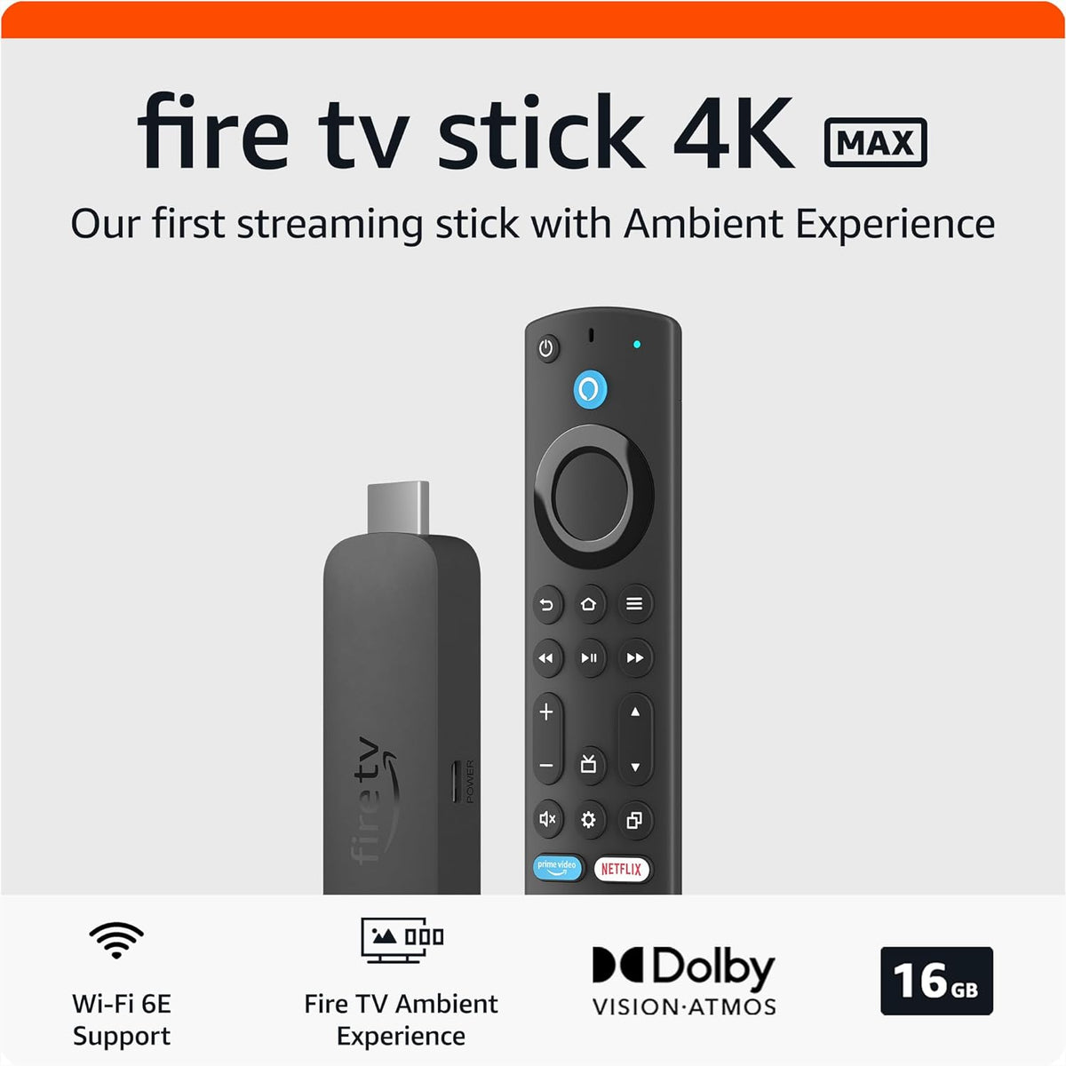 Fire TV Stick 4K Max Streaming Device, Supports Wi-Fi 6E, Free & Live TV without Cable or Satellite