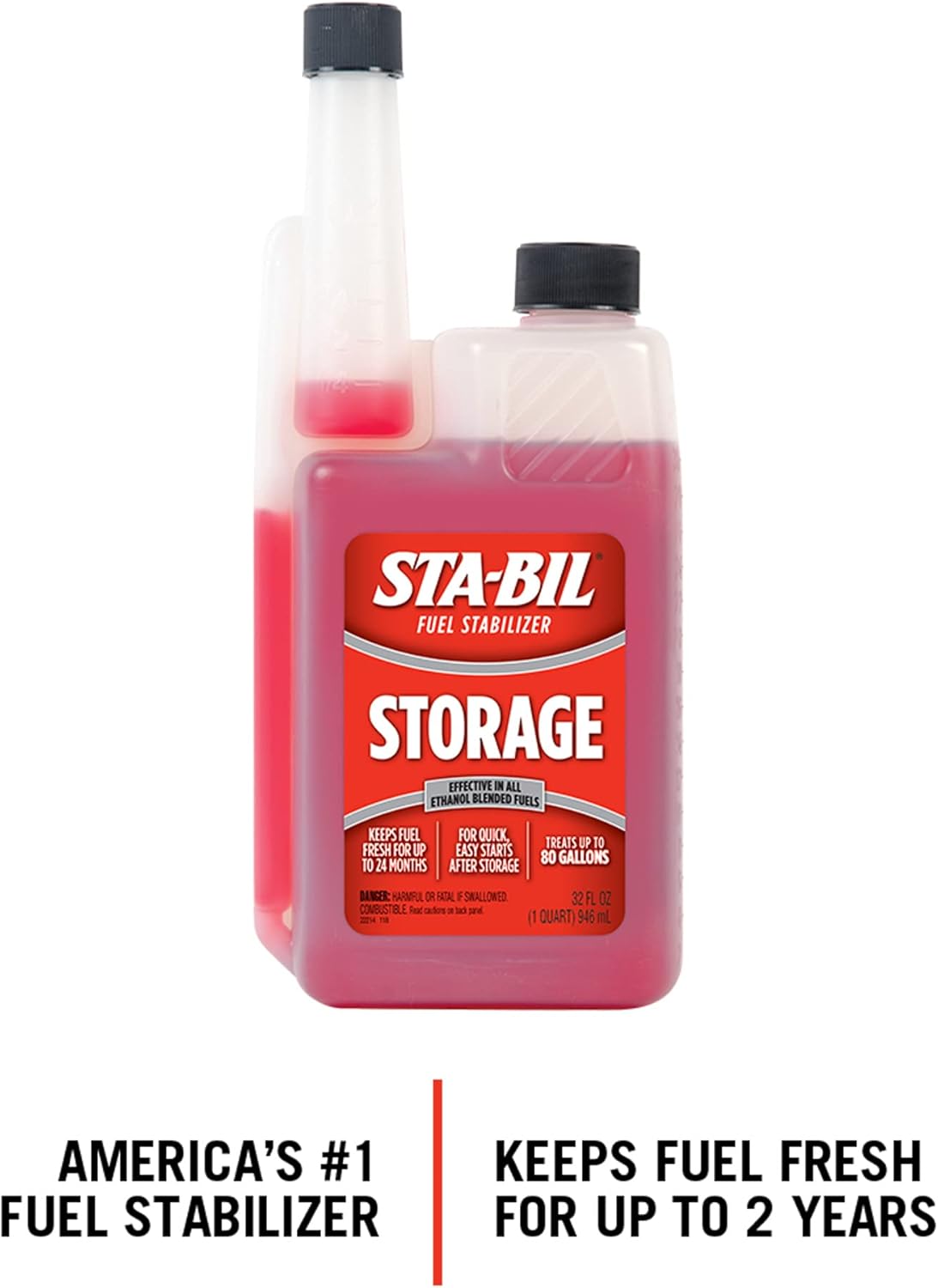 Storage Fuel Stabilizer | Keeps Fuel Fresh for 24 Months, Prevents Corrosion, Gasoline Treatment Fuel Additive That Protects Fuel System, Gas Stabilizer for Fuel Storage, 32 Oz.