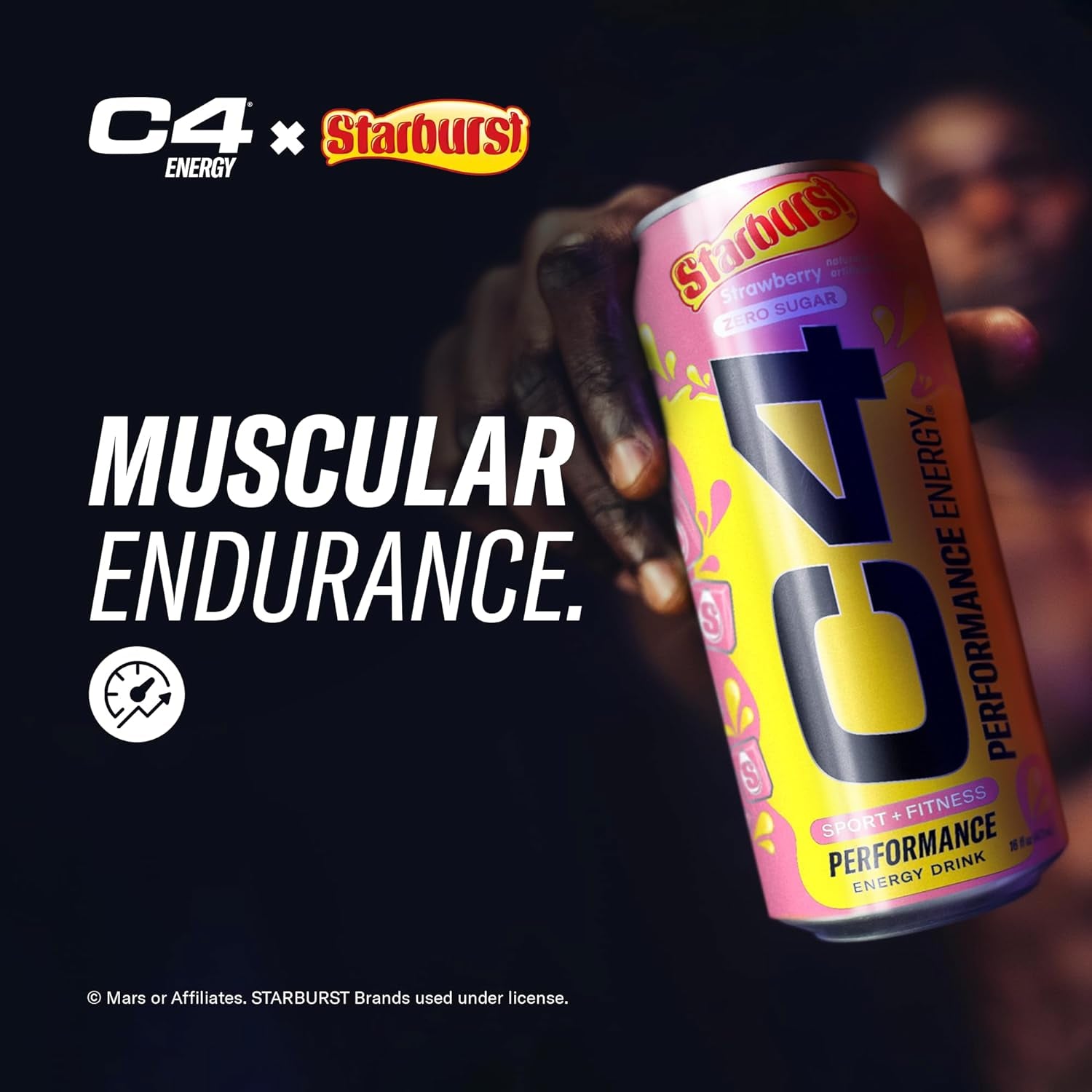 C4 Performance Energy Drink | STARBURST Strawberry | Zero Sugar Carbonated Preworkout Energy | 200Mg Caffeine with Beta Alanine | 16 Fl Oz (12 Pack)