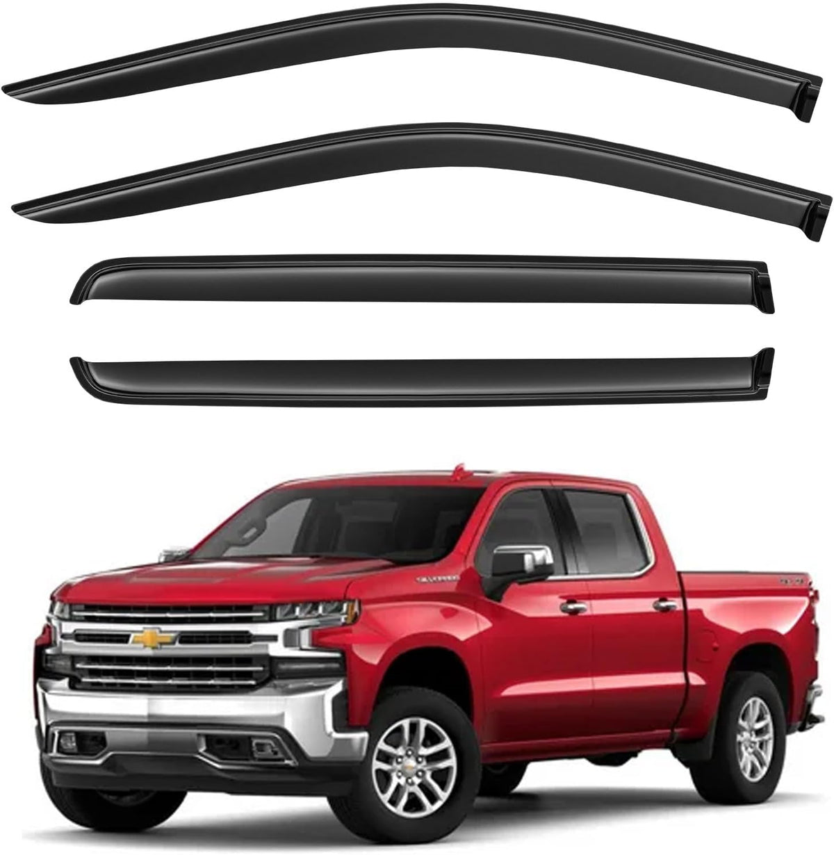 Tape-On Window Visors Rain Guards for 2019-2024 Chevy Silverado/Gmc Sierra 1500 Crew Cab, Window Wind Deflectors Vent Shades for 20-24 Silverado/Sierra 2500HD 3500HD Crew Cab, for Full-Size Cabs