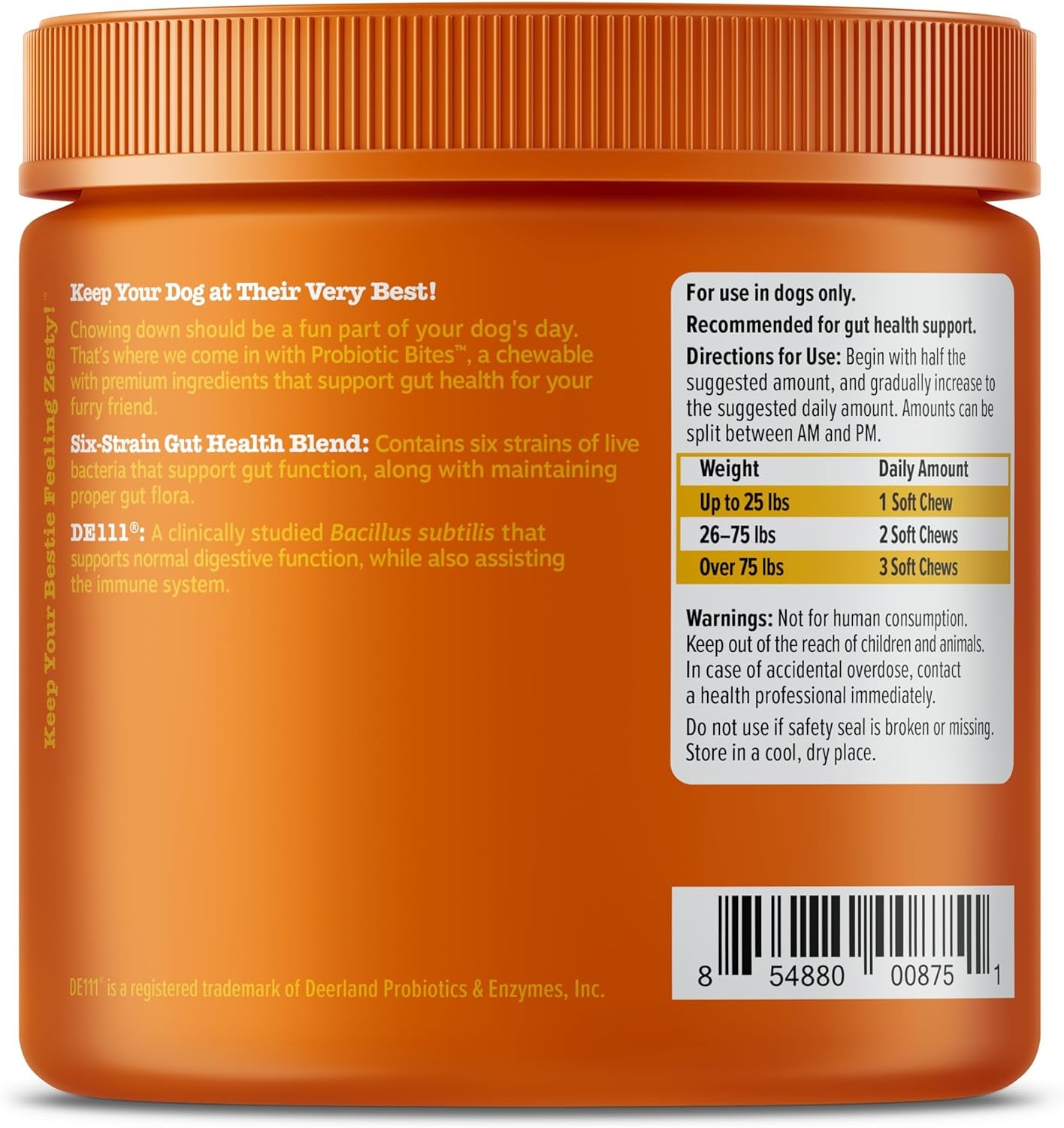 Probiotics for Dogs - Digestive Enzymes for Gut Flora, Digestive Health, Diarrhea & Bowel Support - Clinically Studied DE111 - Dog Supplement Soft Chew for Pet Immune System - Chicken