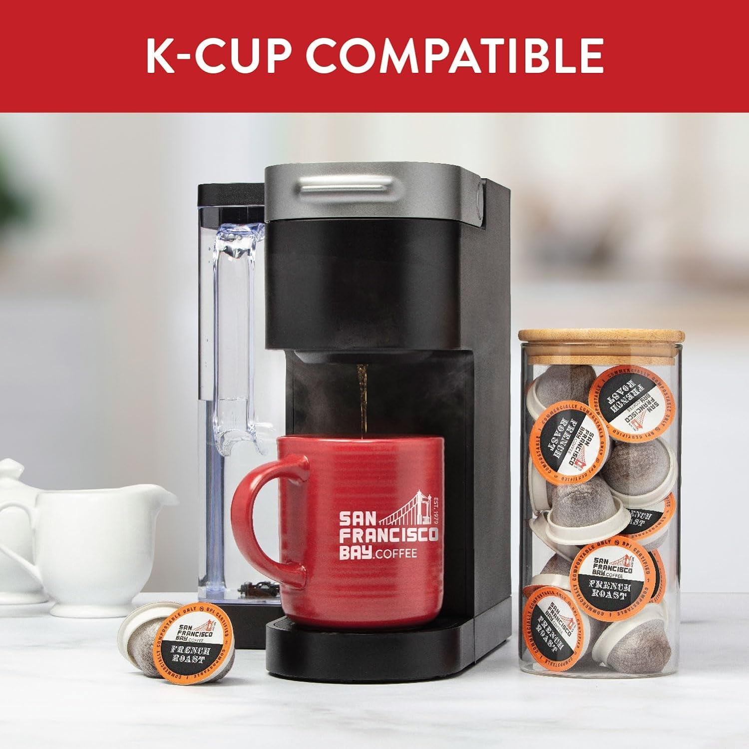 Compostable Coffee Pods - French Roast (80 Ct) K Cup Compatible Including Keurig 2.0, Dark Roast