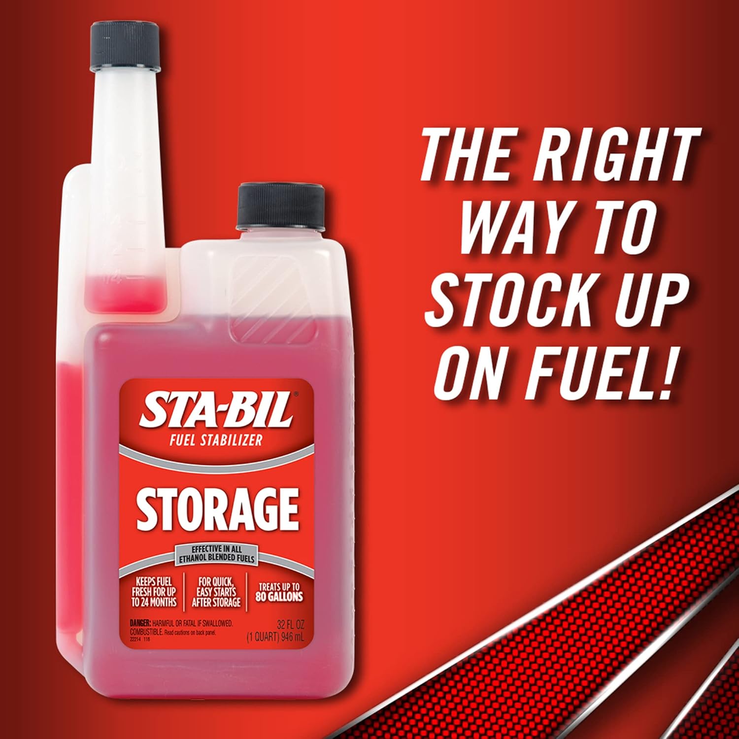 Storage Fuel Stabilizer | Keeps Fuel Fresh for 24 Months, Prevents Corrosion, Gasoline Treatment Fuel Additive That Protects Fuel System, Gas Stabilizer for Fuel Storage, 32 Oz.