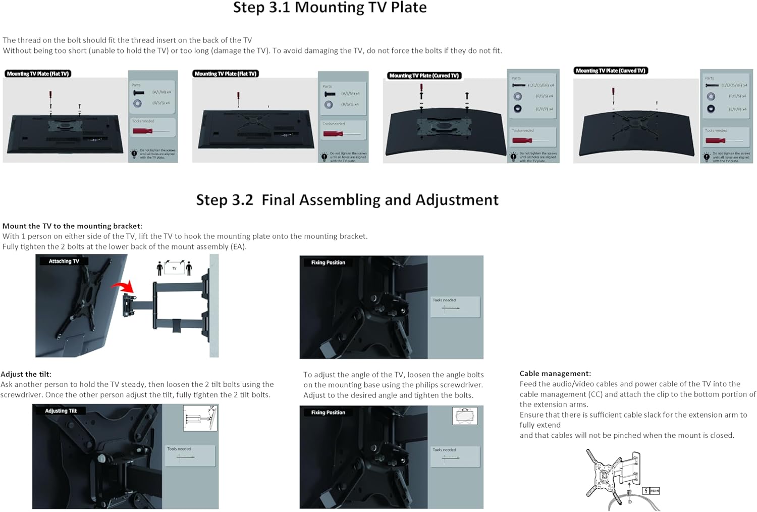 Full Motion Articulating TV Wall Mount, with Swivel and Tilt, for 26" to 55" Tvs and Flat Panels up to 80 Lbs, VESA Compatible, Black