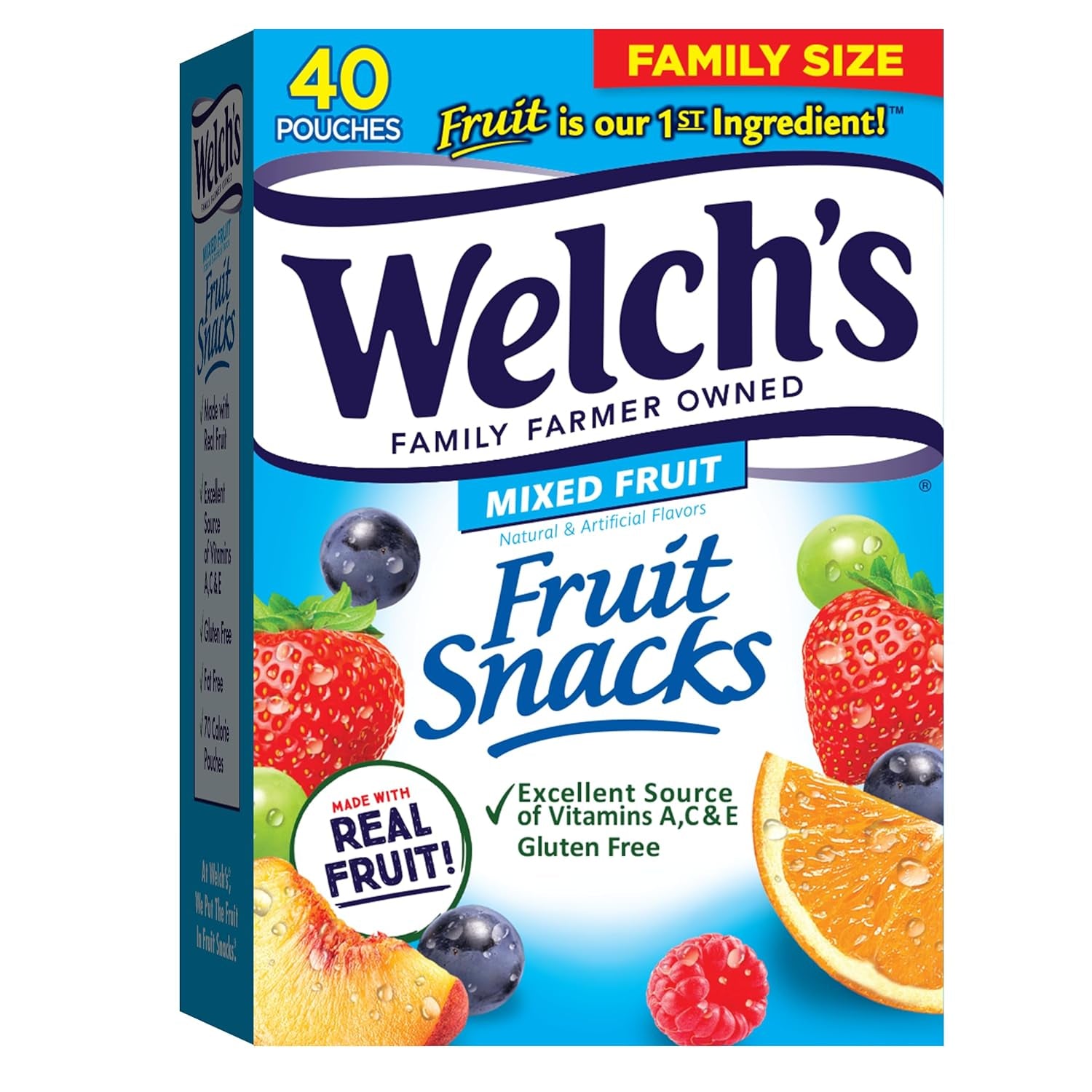 Fruit Snacks, Mixed Fruit, Perfect Halloween Candy Bulk Pack, Gluten Free, Individual Single Serve Bags, 0.8 Oz (Pack of 40)