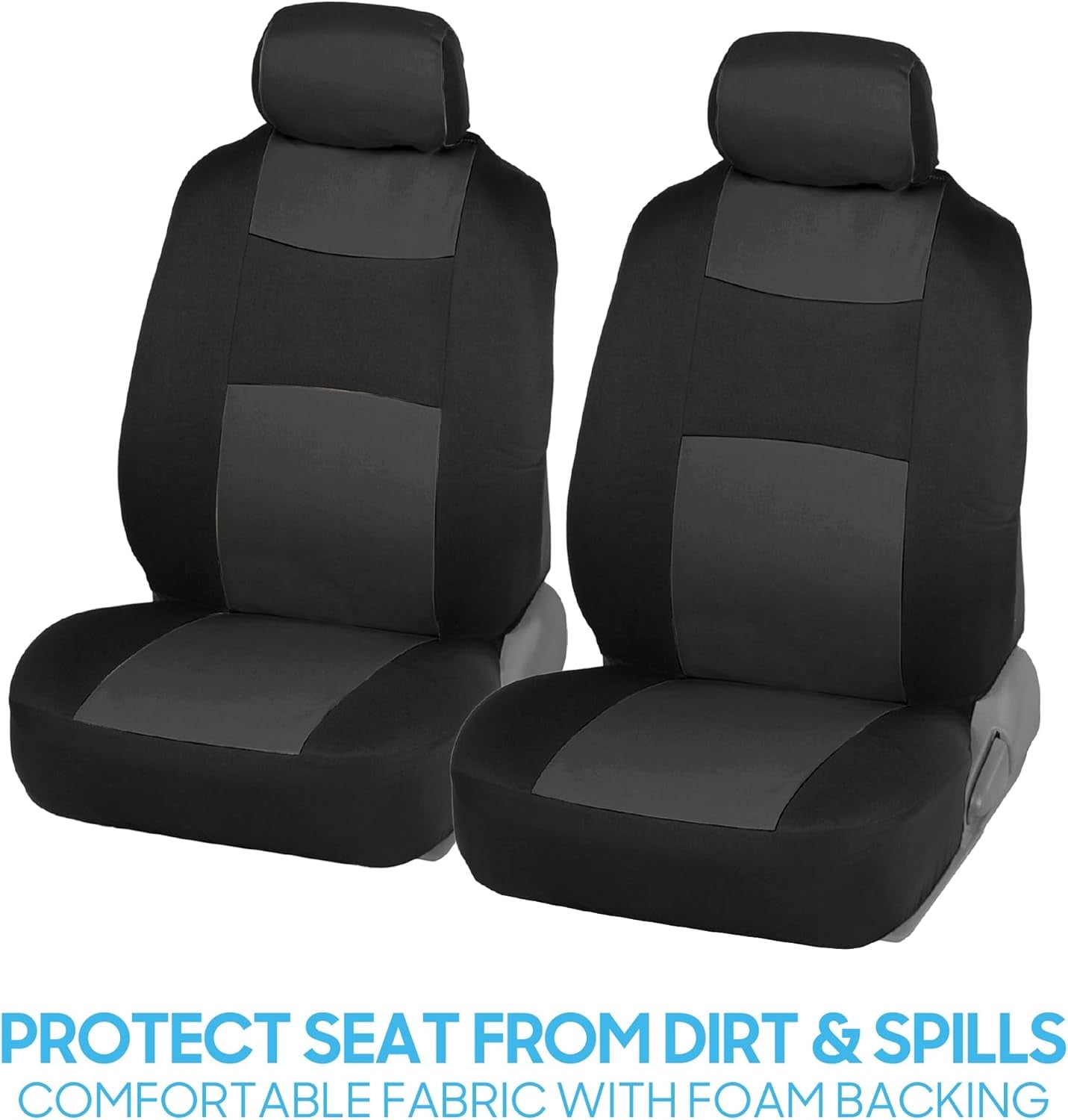 Polypro Car Seat Covers Full Set in Charcoal on Black – Front and Rear Split Bench for Cars, Easy to Install Cover Set, Accessories Auto Trucks Van SUV