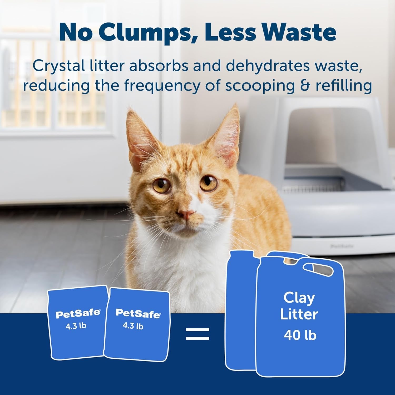 Scoopfree Premium Crystal Cat Litter (Two 4.3 Lb Bags of Litter - 8.6 Lb Total) Kitten Litter Quickly Absorbs Urine, Dries Solid Waste, Eliminates Odors 5 Times Faster, Fresh Scent