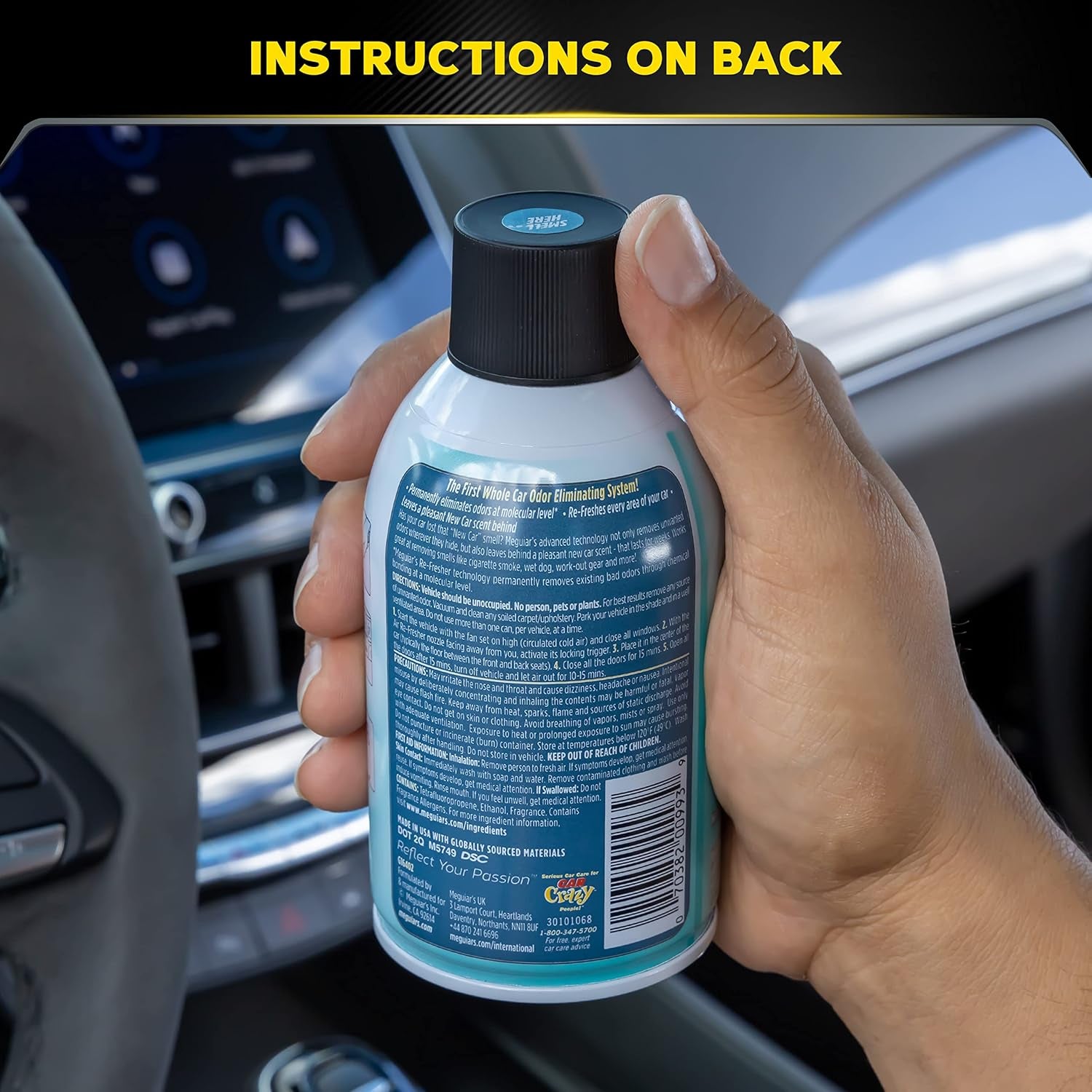 Whole Car Air Re-Fresher Odor Eliminator Mist - New Car Scent - Revitalize Your Car This Holiday Season and Permanently Remove Lingering Odors, 2 Oz Aerosol