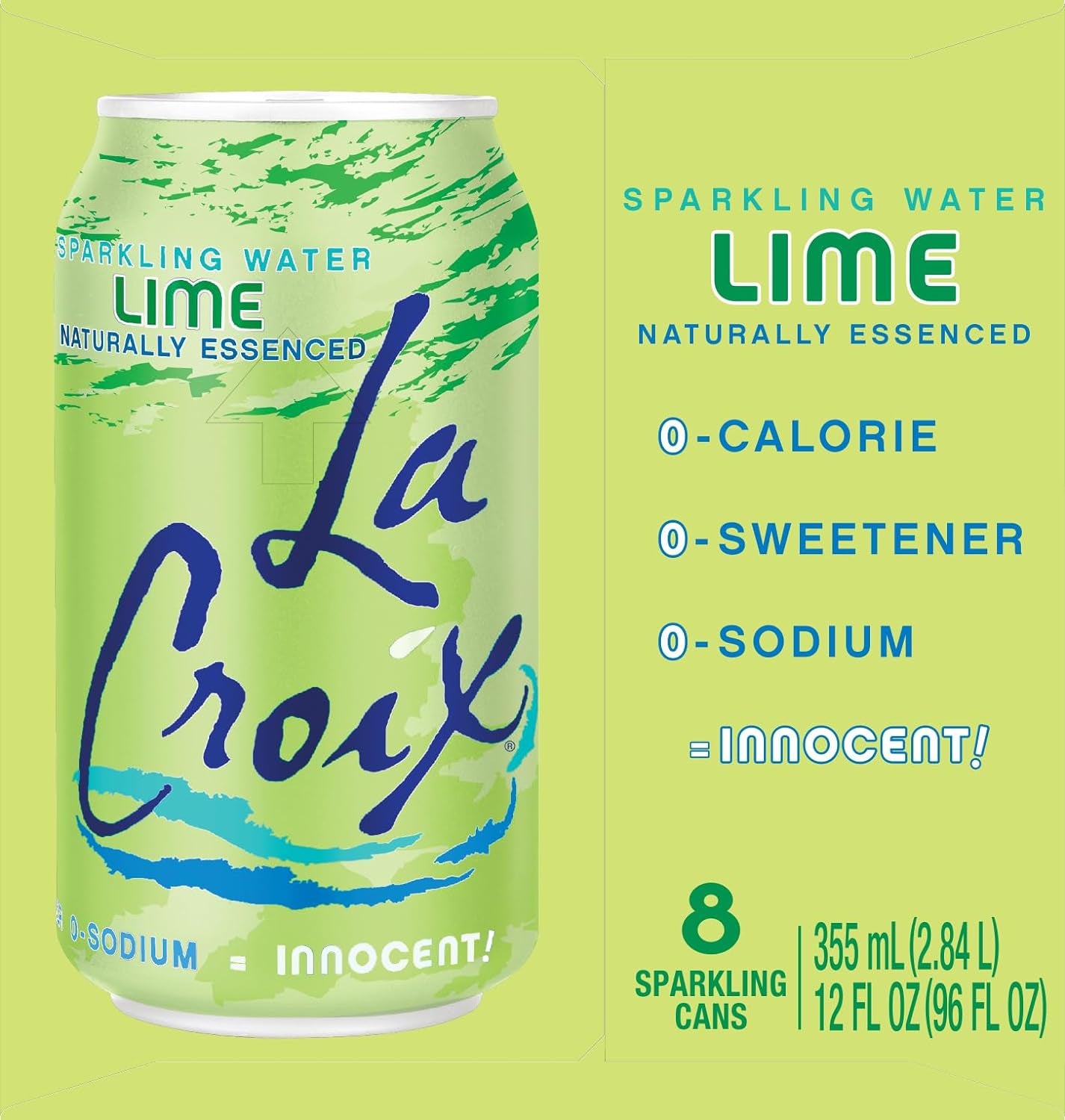 Sparkling Water, Lime, 12 Fl Oz (Pack of 8)