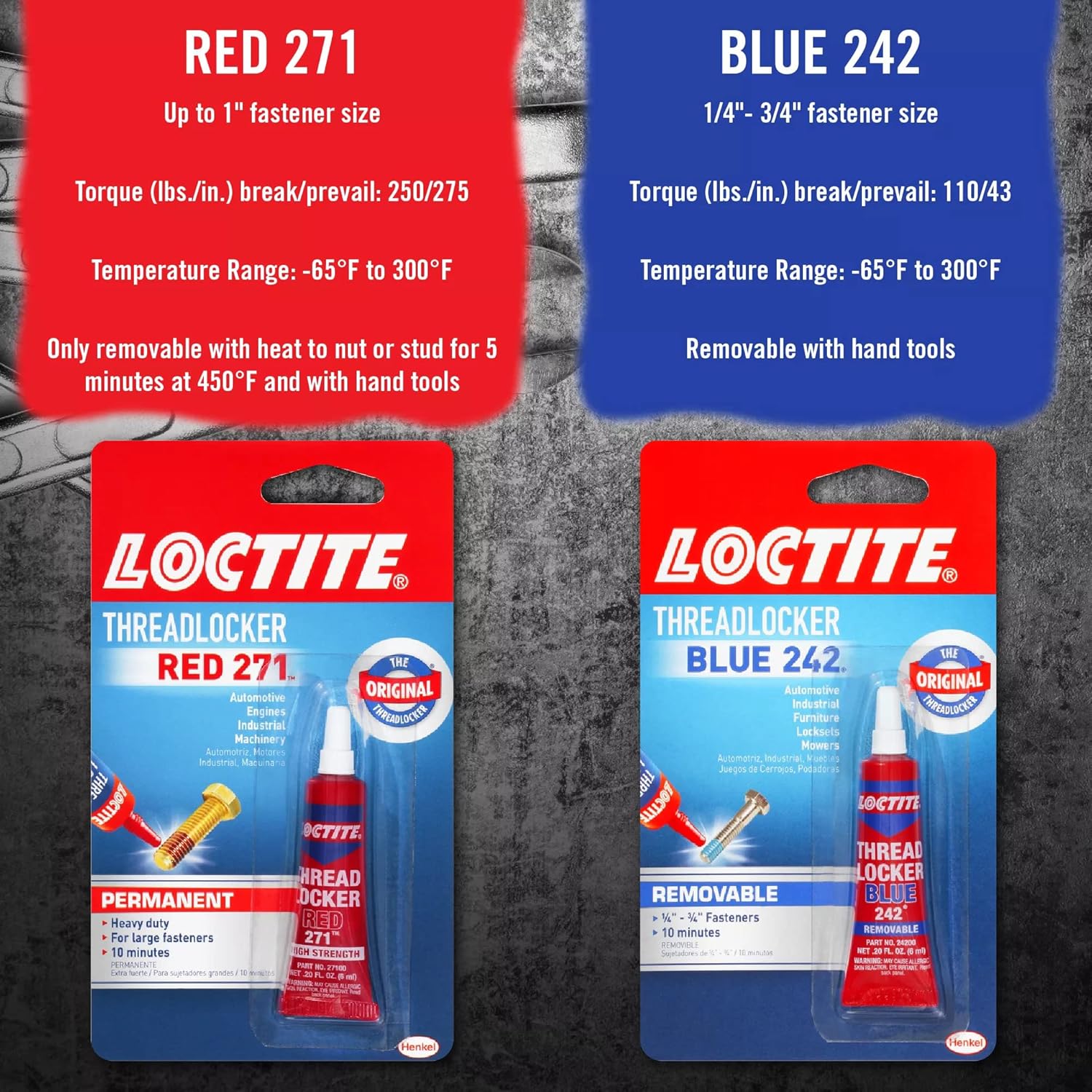 Threadlocker Blue 242 - Removable Thread Lock Glue for Nuts, Bolts, & Fasteners, Medium Strength Screw Glue to Prevent Loosening & Corrosion - 6 Ml, 1 Pack