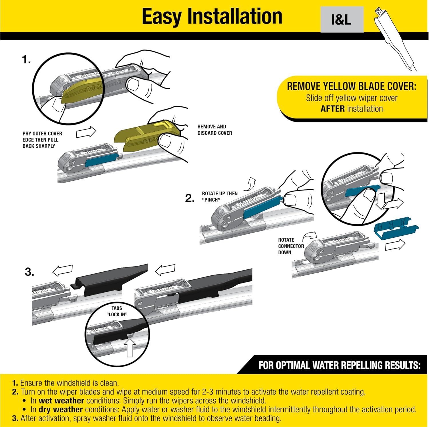 810165 Latitude 2-In-1 Water Repellent Wiper Blades, 22 Inch Windshield Wipers (Pack of 2), Automotive Replacement Windshield Wiper Blades with Patented  Water Repellency Formula