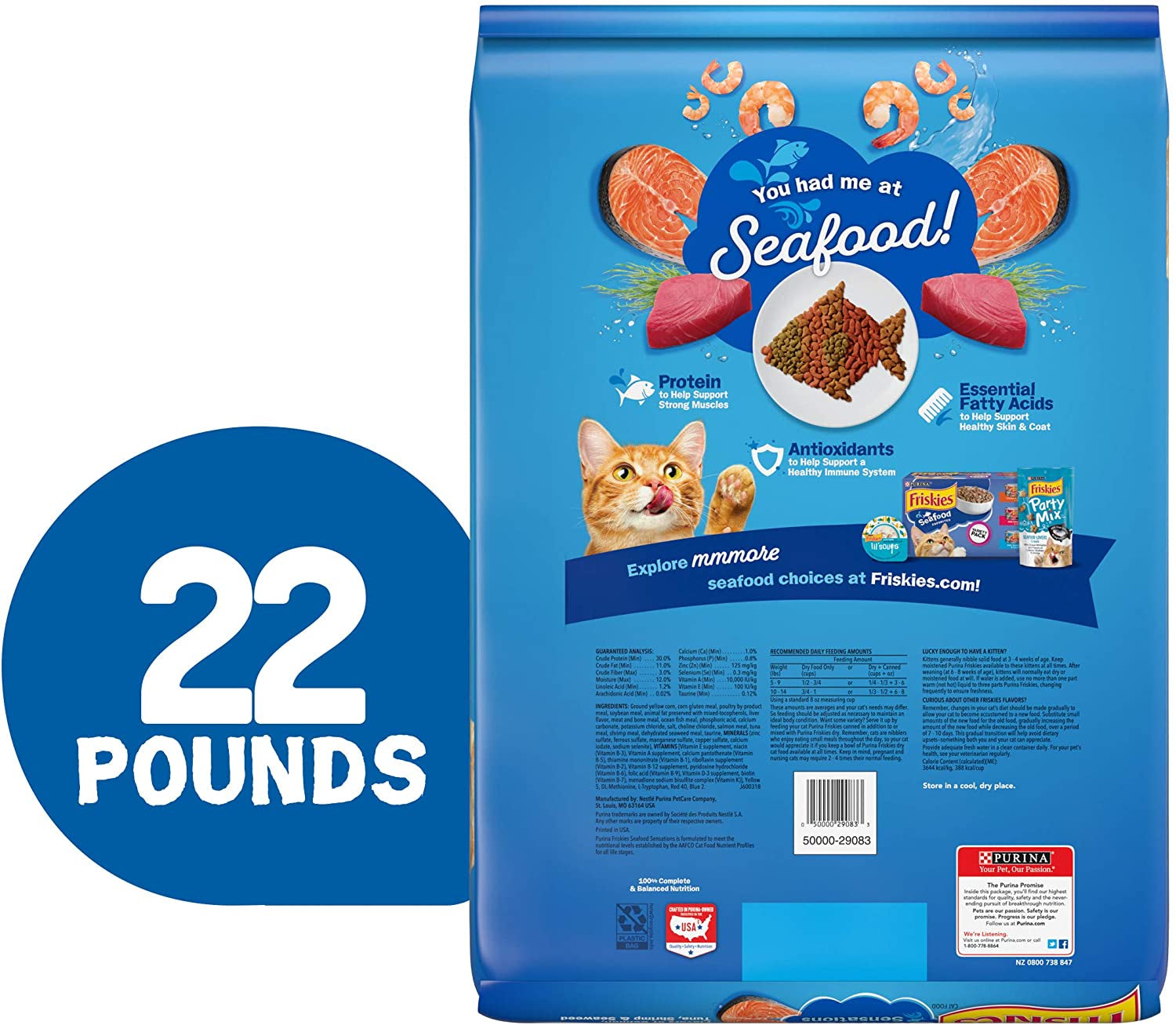 Purina  Dry Cat Food, Seafood Sensations - 22 Lb. Bag