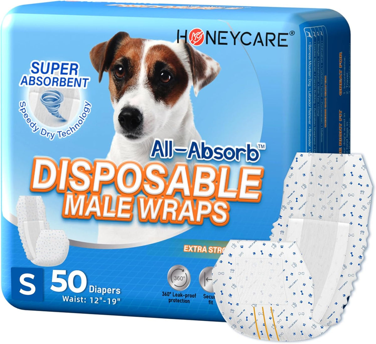 All-Absorb A26 Male Dog Wrap, 50 Count, Small