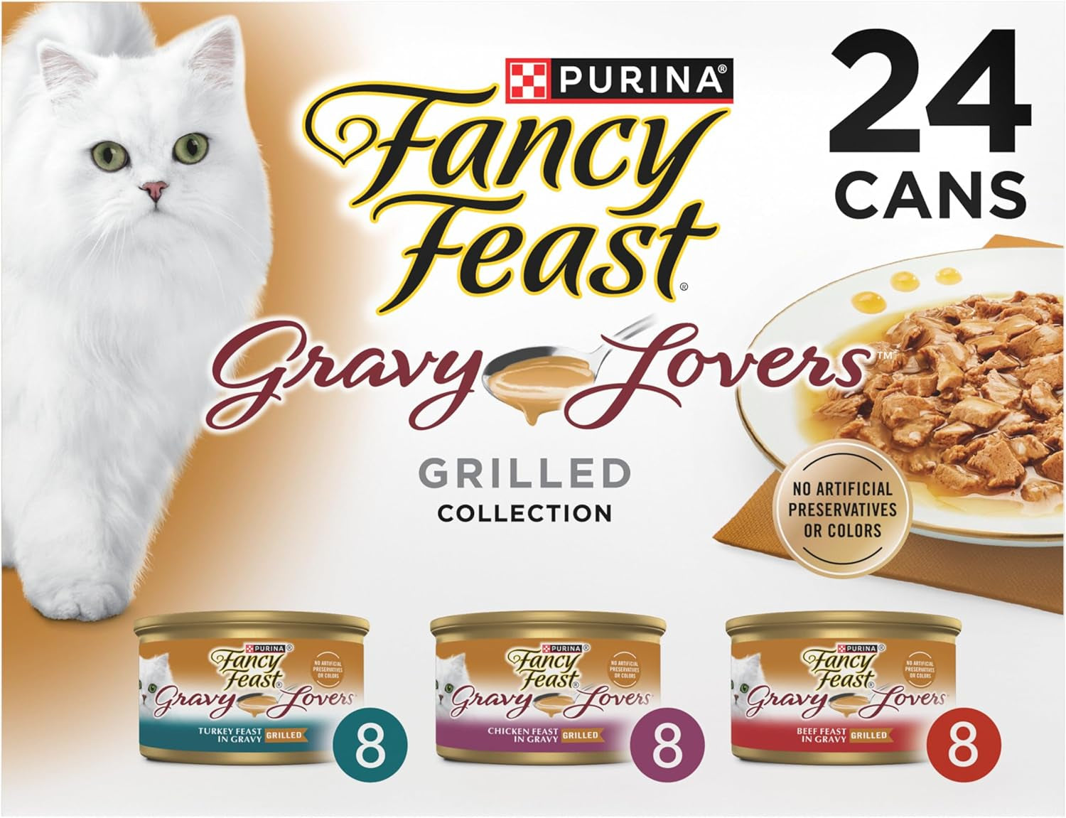 Purina  Gravy Lovers Poultry and Beef Grilled Gourmet Wet Cat Food Variety Pack - (Pack of 24) 3 Oz. Cans