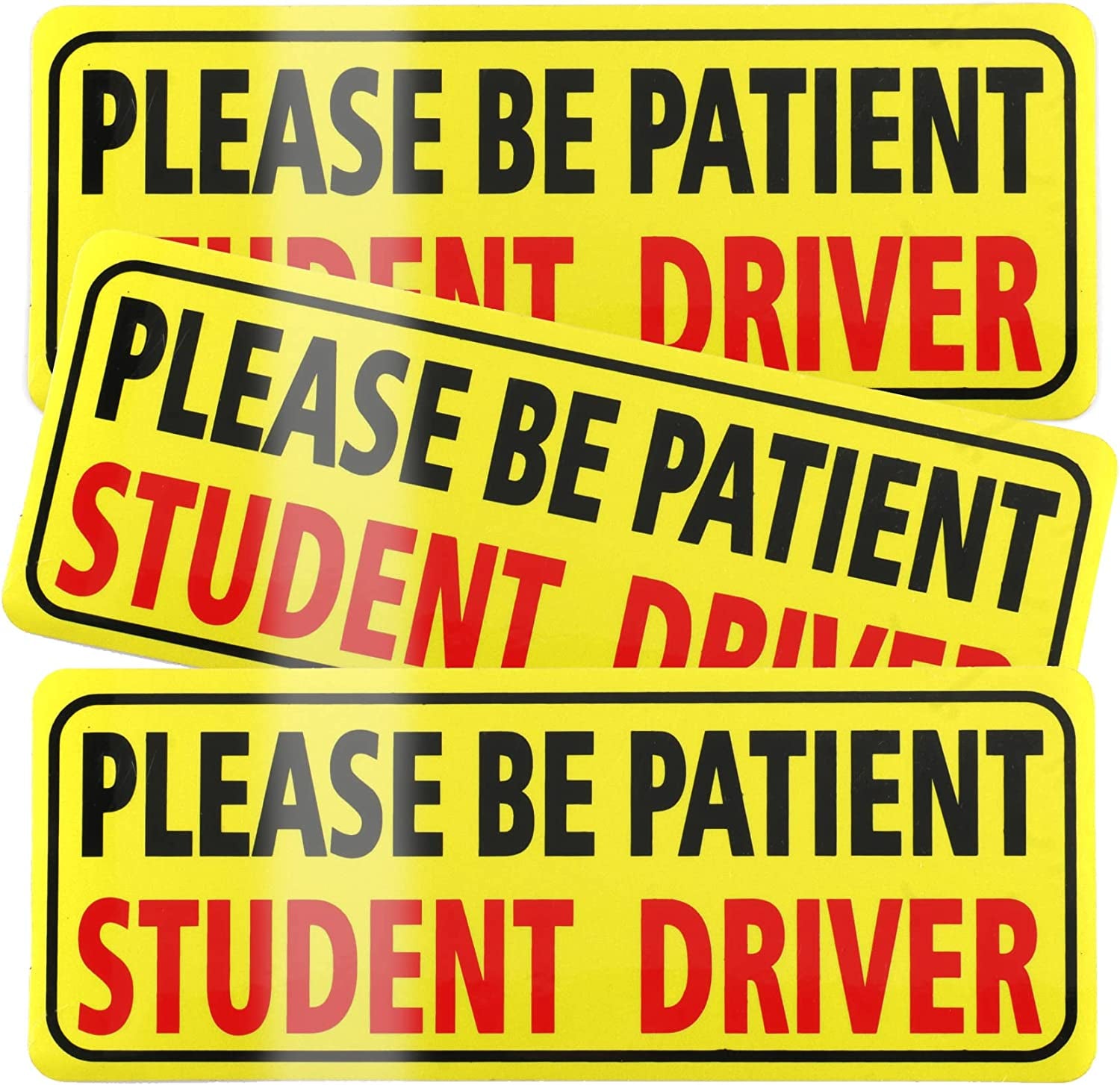 3Pcs Magnet for Car, Please Be Patient Student Driver, New Drivers Sticker Safety Warning, Magnetic Reflective Rookie Driver Bumper Sticker (Black&Red)