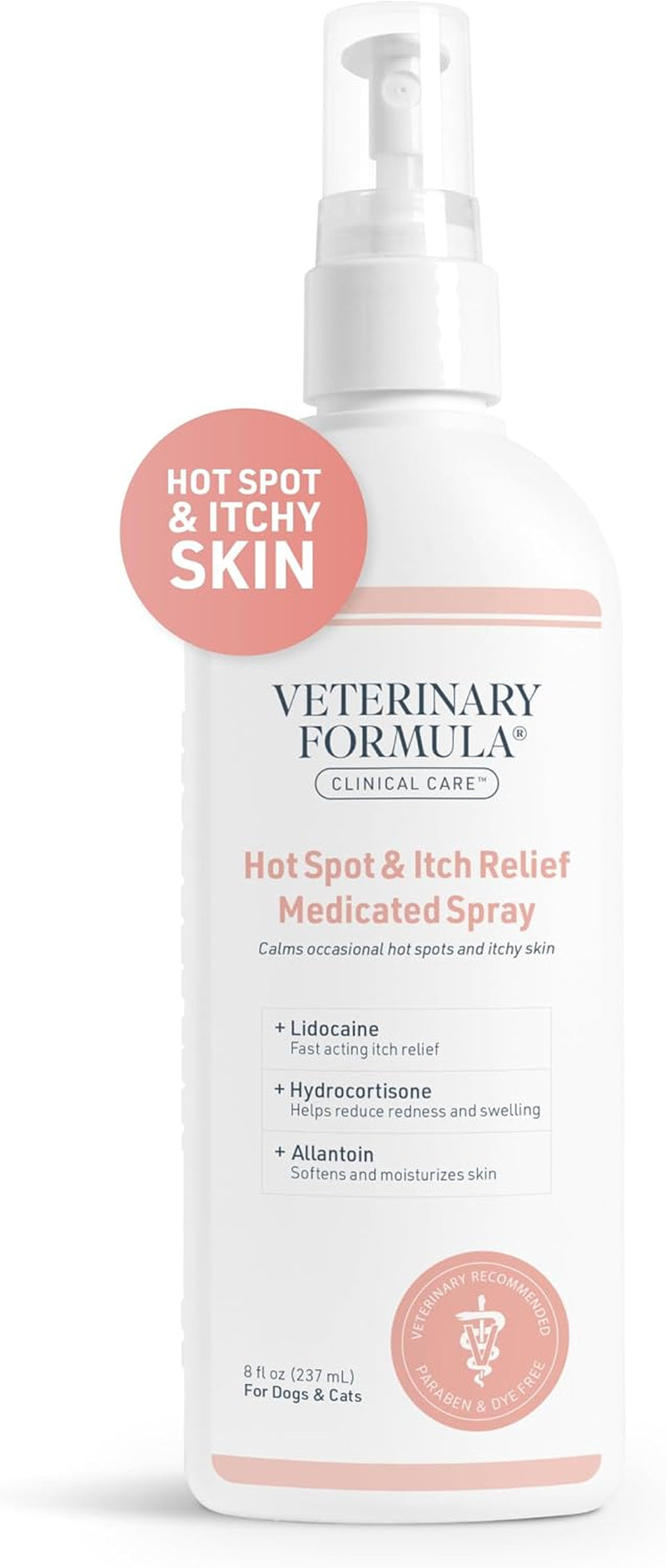 Clinical Care Hot Spot & Itch Relief Medicated Spray, 8Oz – Easy to Use Spray for Dogs & Cats – Helps Alleviate Sensitive Skin, Scratching, and Licking of Coat