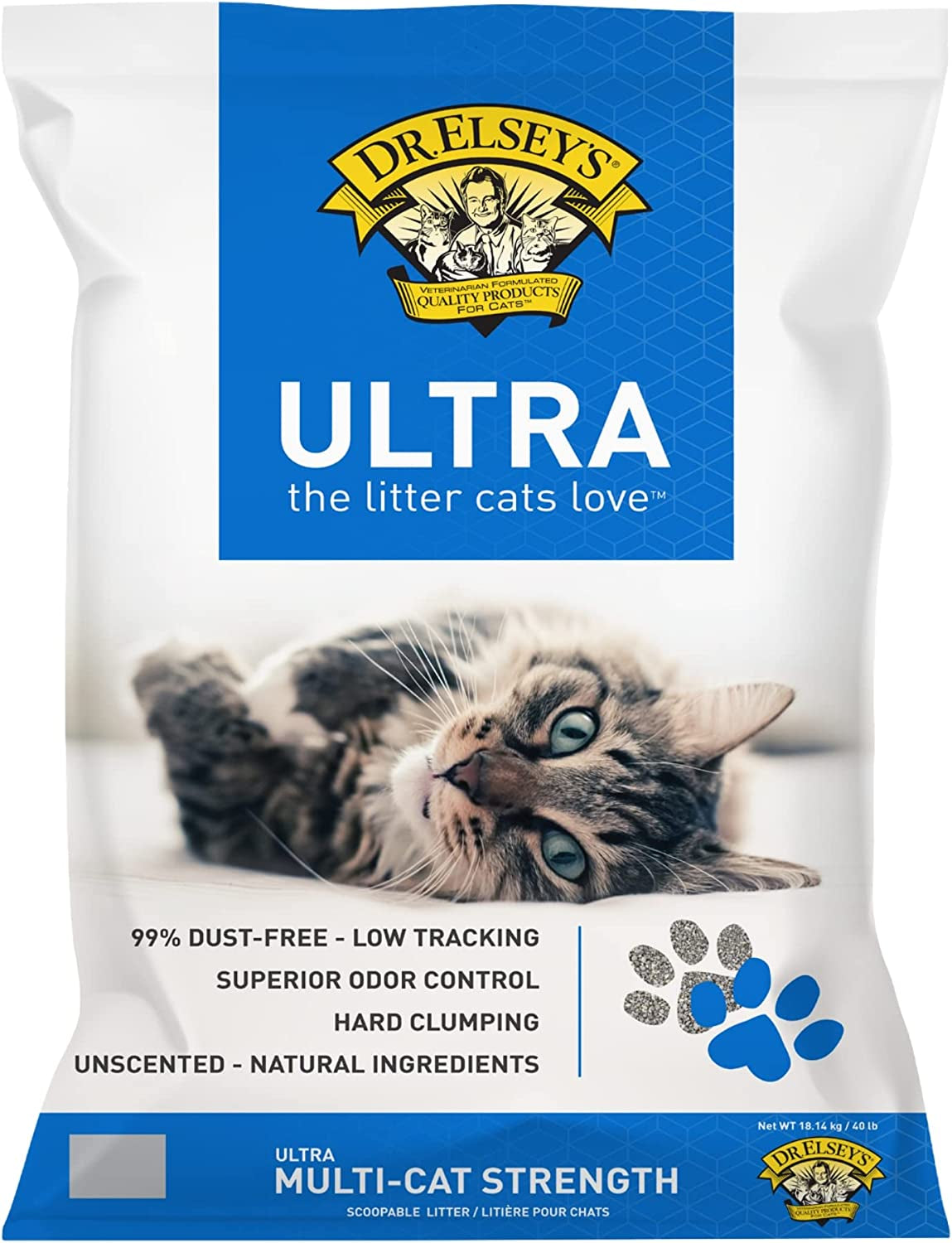 Cat Litter - Premium Unscented Cat Litter W/ Natural Ingredients - Low Dust Superior Odor Control Cat Litter - Hard Clumping Moisture Absorbing Clay Multi Cat Litter (For All Cats - 40Lbs)