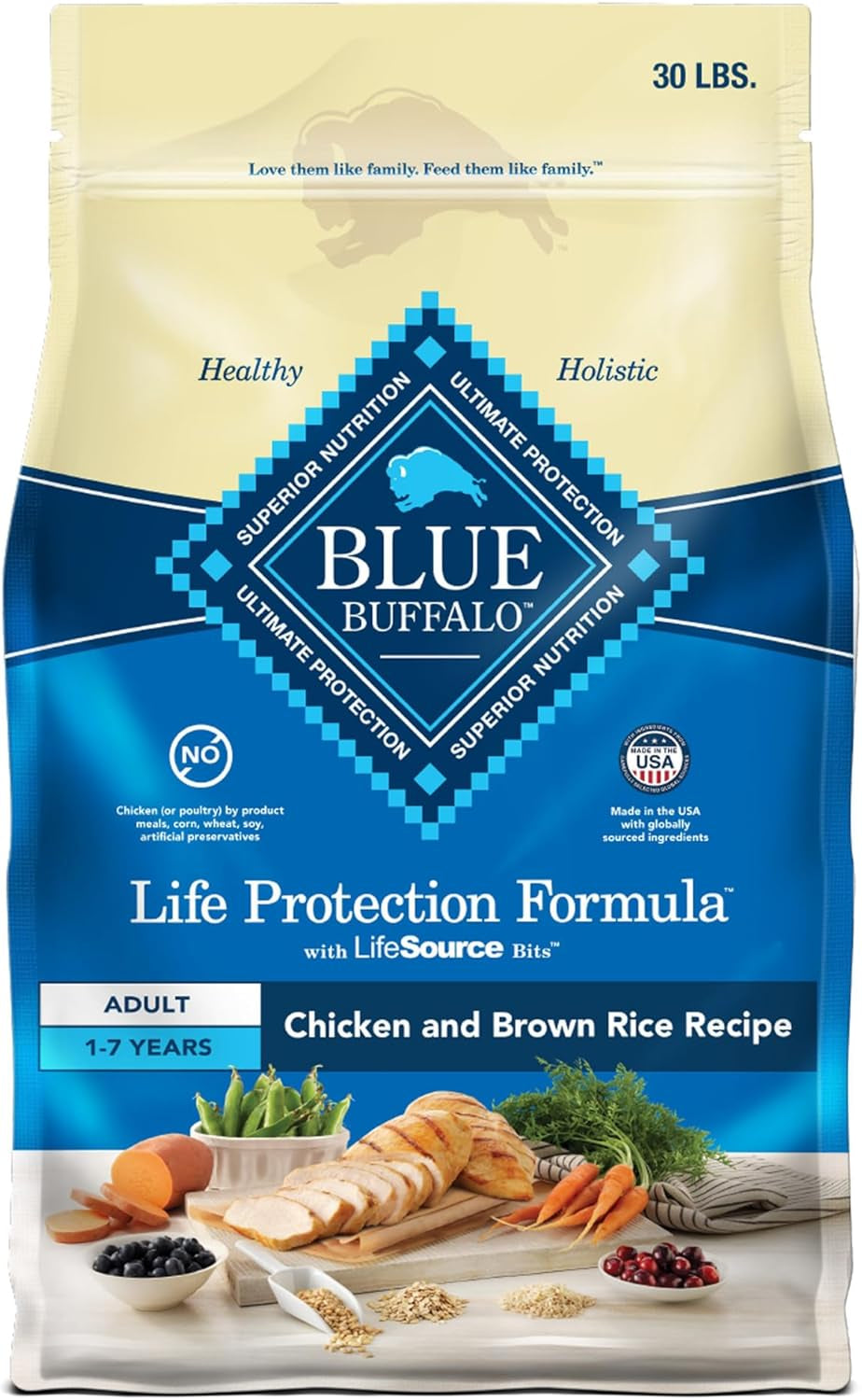 Life Protection Formula Adult Dry Dog Food, Helps Build and Maintain Strong Muscles, Made with Natural Ingredients, Chicken & Brown Rice Recipe, 30-Lb. Bag