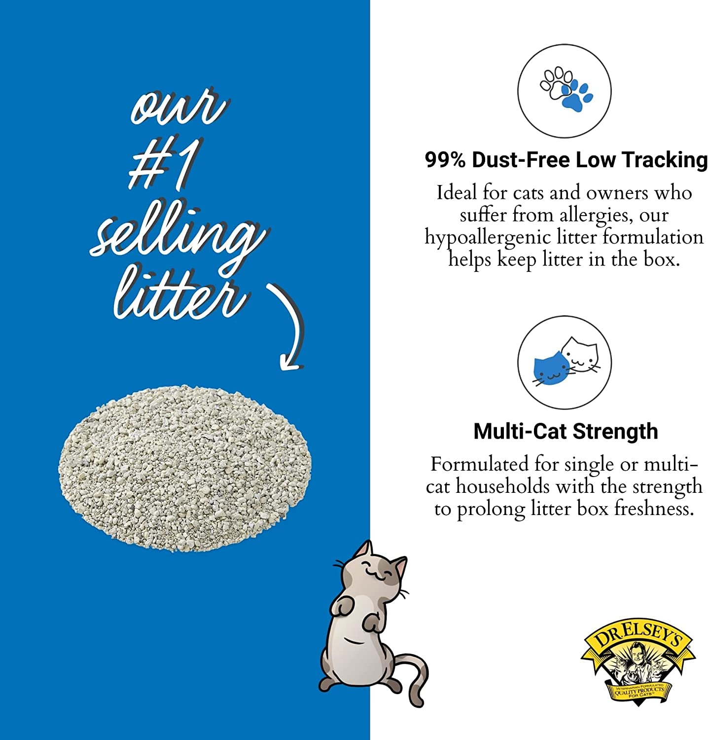 Cat Litter - Premium Unscented Cat Litter W/ Natural Ingredients - Low Dust Superior Odor Control Cat Litter - Hard Clumping Moisture Absorbing Clay Multi Cat Litter (For All Cats - 40Lbs)