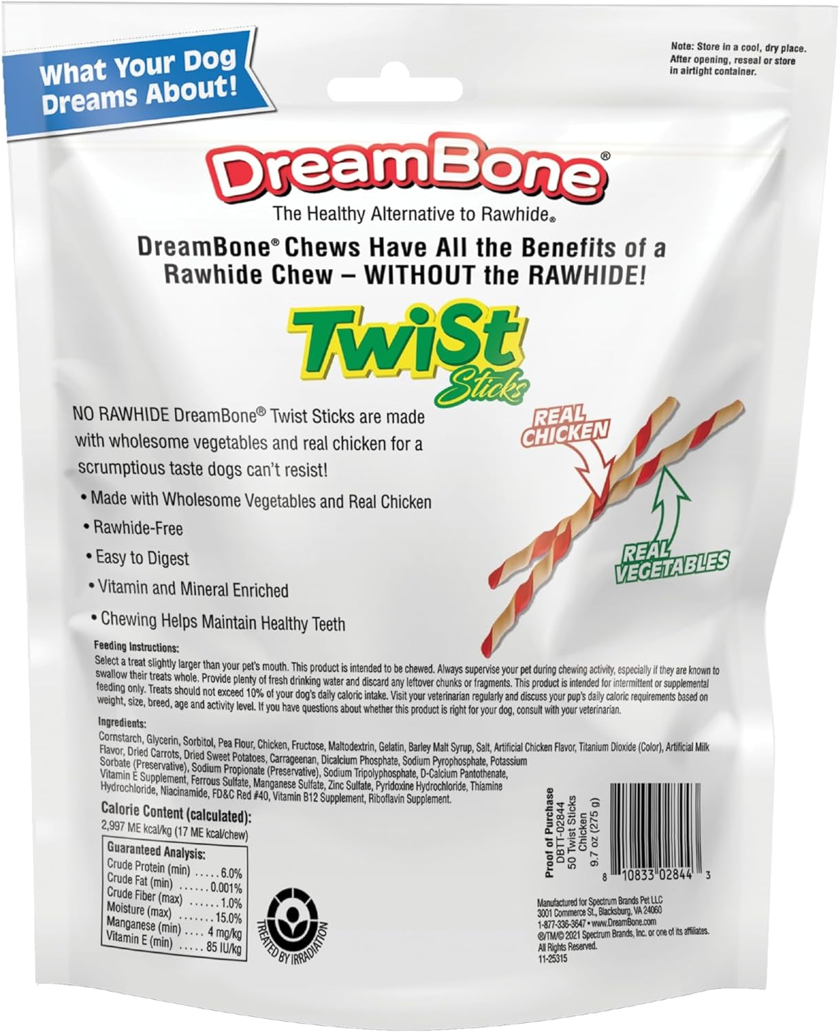 Twist Sticks, Made with Real Chicken, Rawhide-Free Chews for Dogs, 50 Count