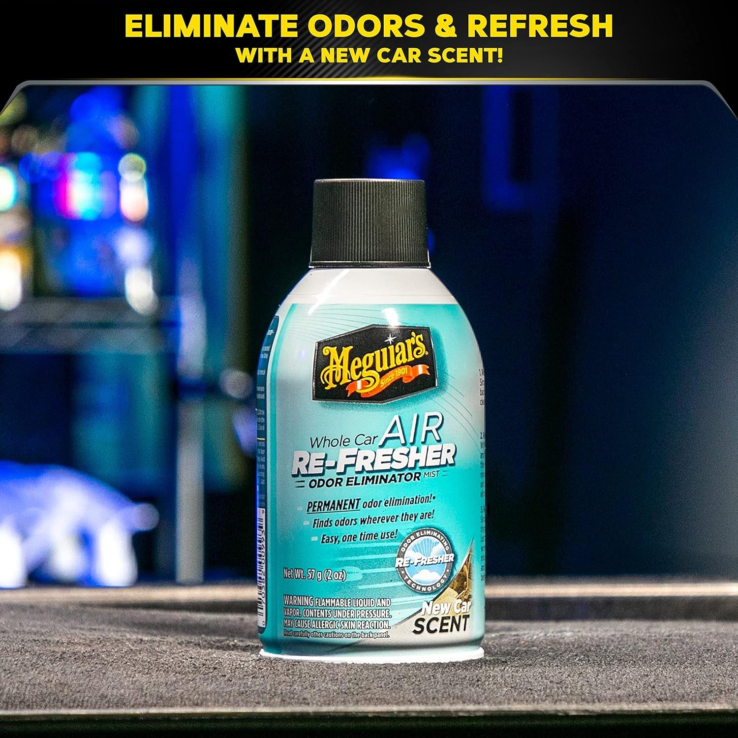 Whole Car Air Re-Fresher Odor Eliminator Mist - New Car Scent - Revitalize Your Car This Holiday Season and Permanently Remove Lingering Odors, 2 Oz Aerosol