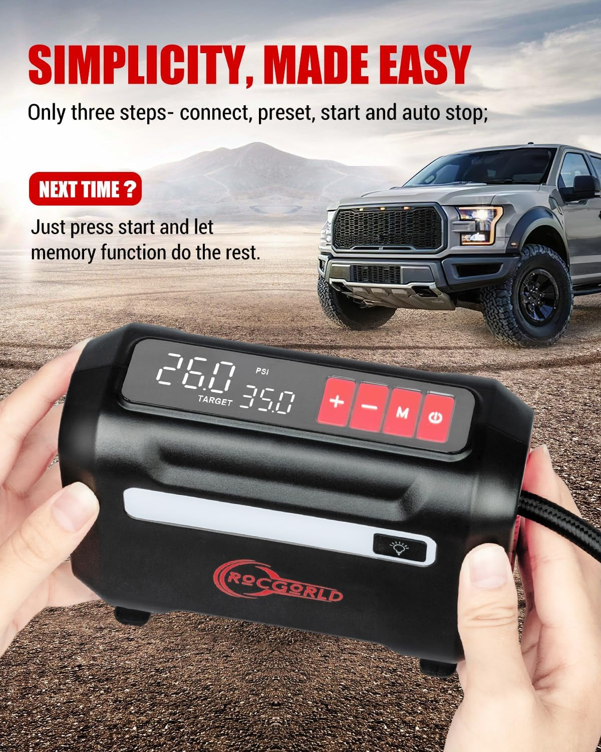 R8 Tire Inflator Portable Air Compressor, DC 12V Air Compressor Portable with Large Dual Digital Screen, 3X Faster Inflation Air Pump for Car, Bike, Ball, Motor