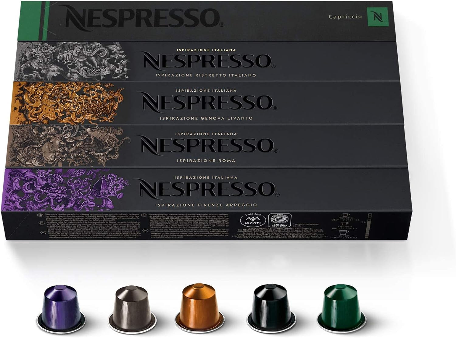 Capsules Original Line, Ispirazione Variety Pack, Medium & Dark Roast Espresso Coffee, 50 Count Coffee Pods